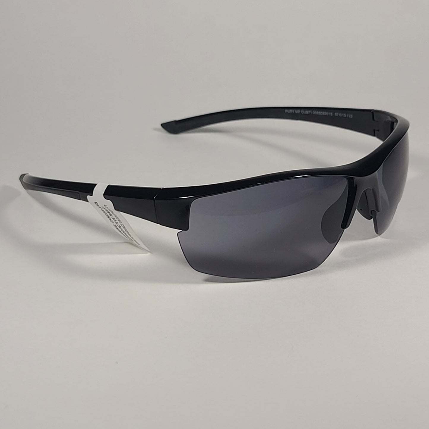 Tommy Hilfiger Fury Sport Wrap Sunglasses Shiny Black Frame Gray Lens FURY MP OU571 - Sunglasses