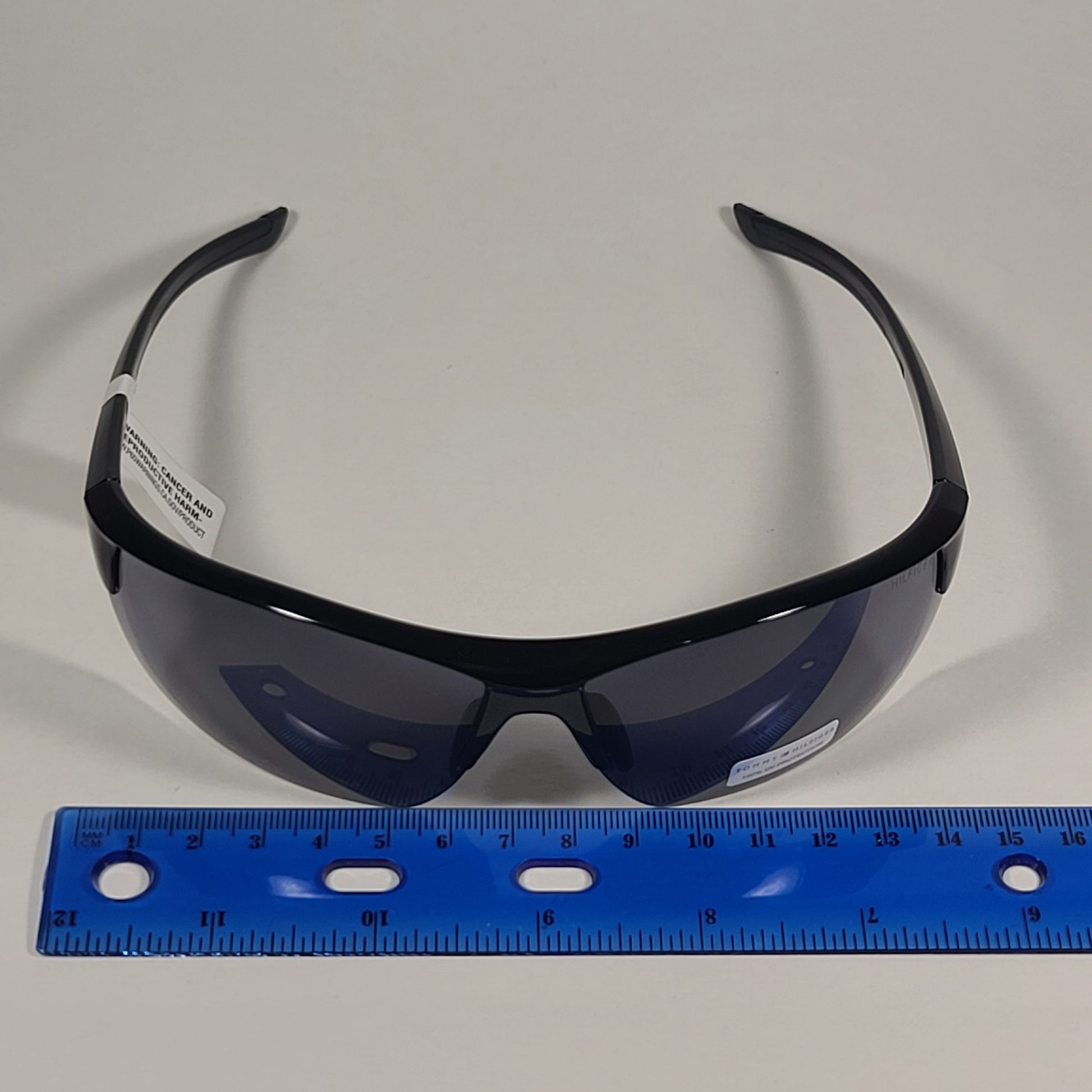 Tommy Hilfiger Fury Sport Wrap Sunglasses Shiny Black Frame Gray Lens FURY MP OU571 - Sunglasses