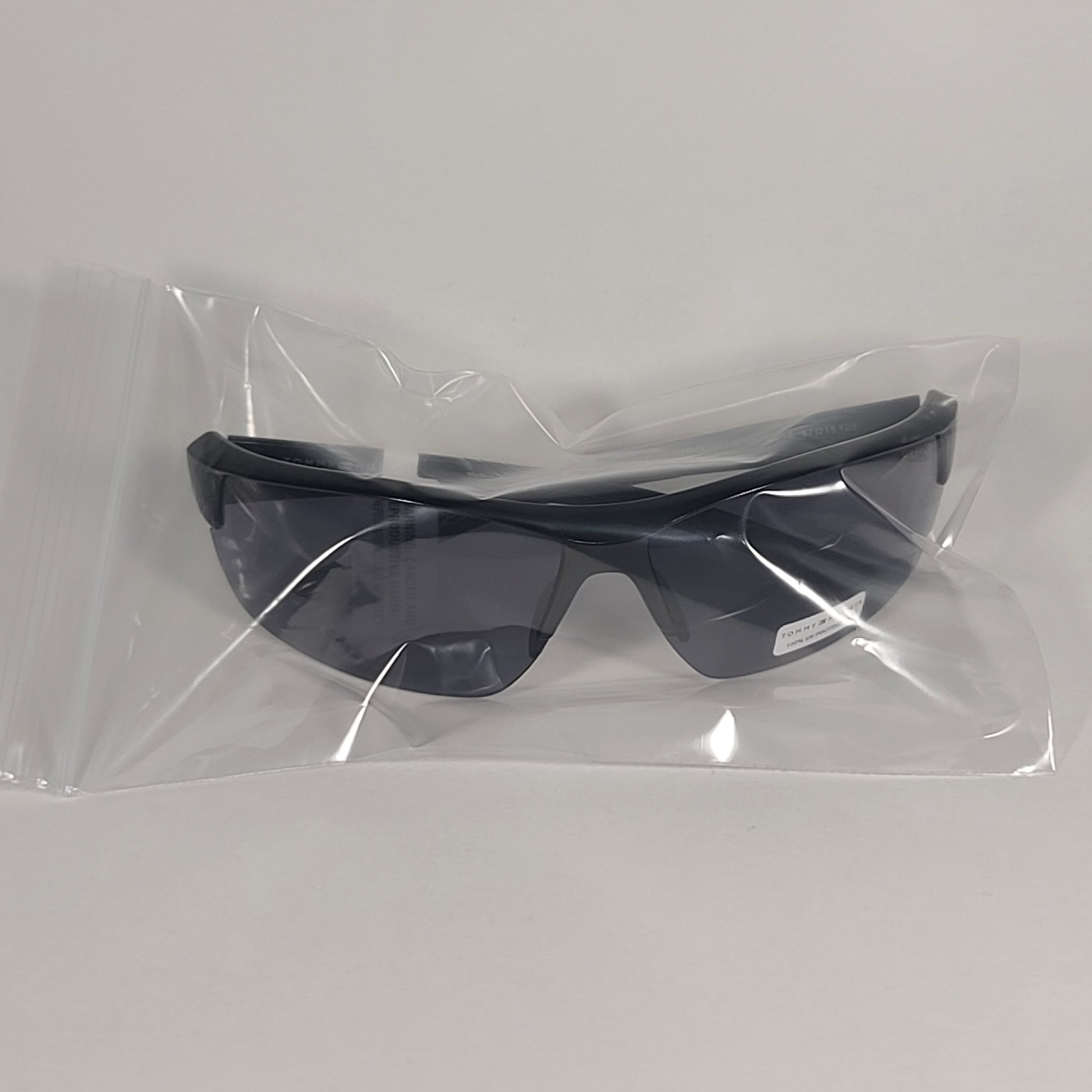 Tommy Hilfiger Fury Sport Wrap Sunglasses Shiny Black Frame Gray Lens FURY MP OU571 - Sunglasses