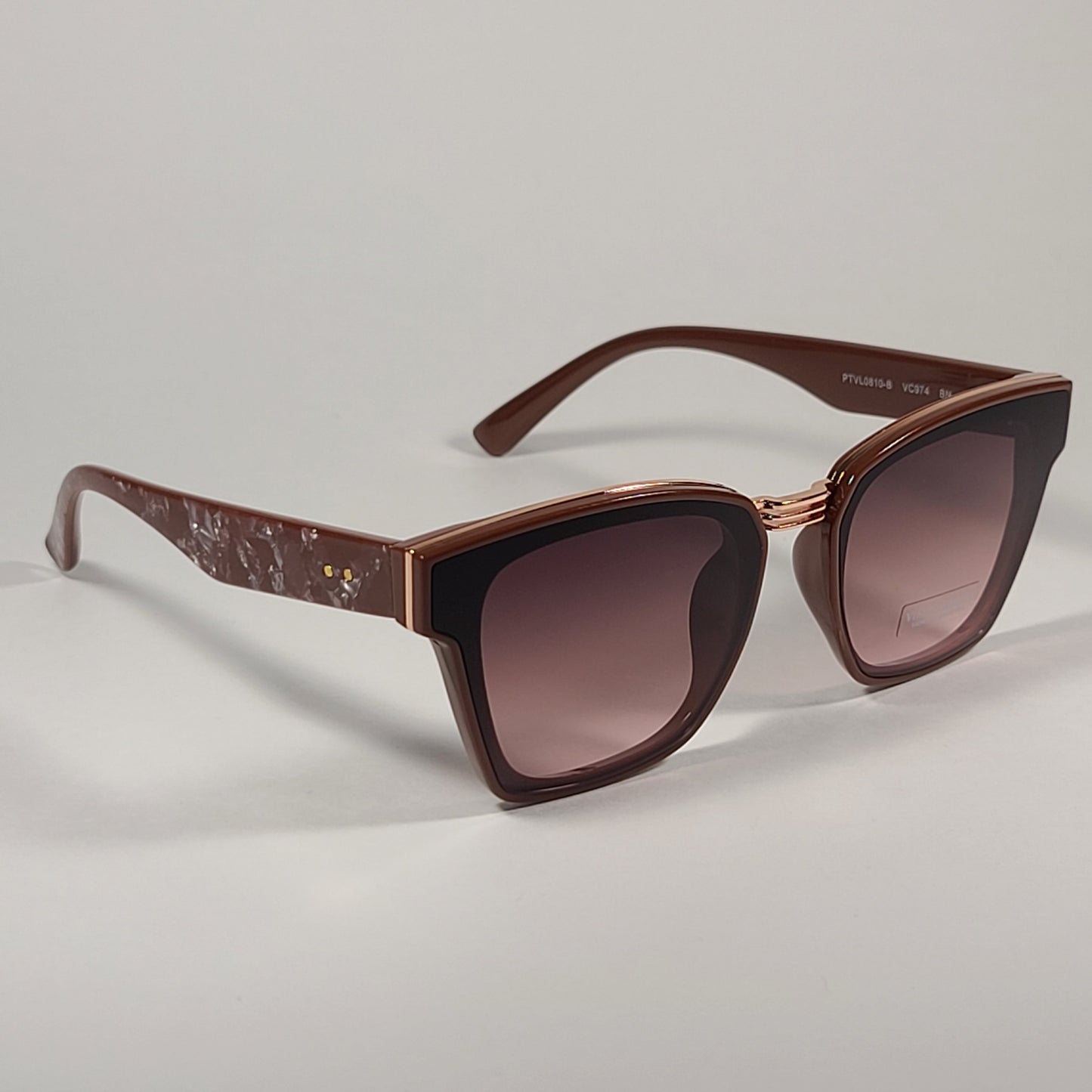 Vince Camuto VC974 BN Square Sunglasses Brown Marble Frame Brown Gradient Lens - Sunglasses