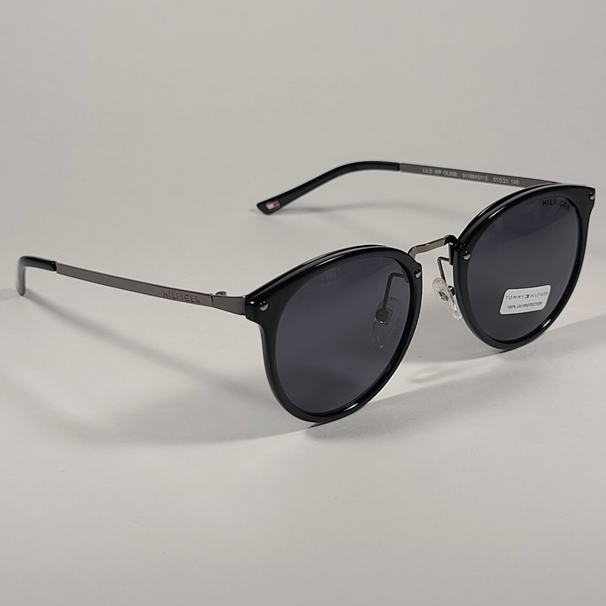 Tommy Hilfiger Lilo Round Sunglasses Black Gunmetal Frame Gray Lens LILO WP OL556 - Sunglasses