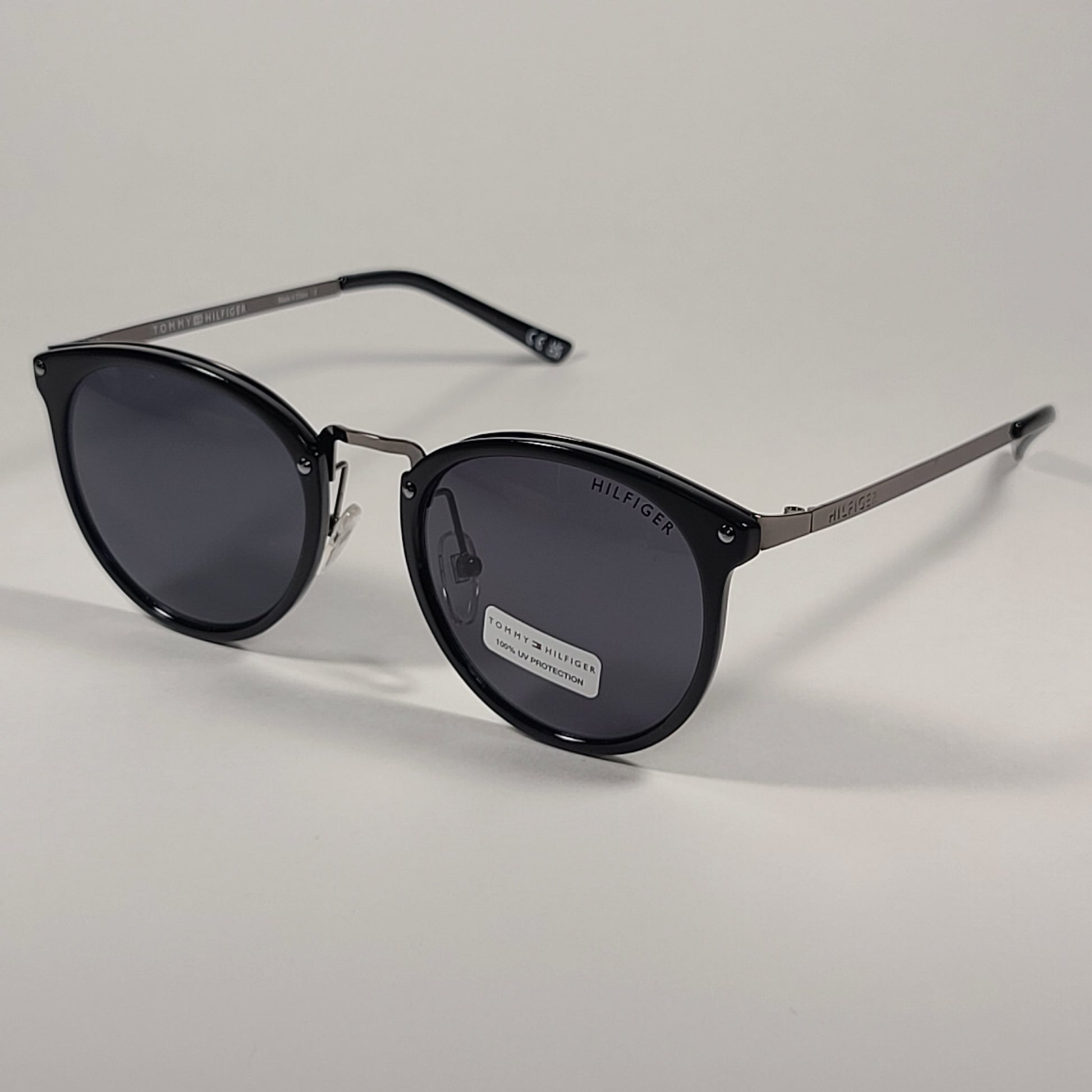 Tommy Hilfiger Lilo Round Sunglasses Black Gunmetal Frame Gray Lens LILO WP OL556 - Sunglasses