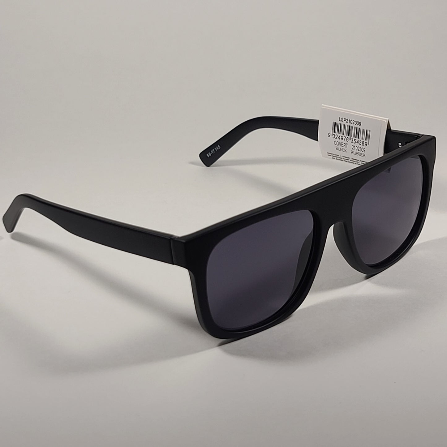 Le Specs Covert Square Sunglasses Matte Black Rubber Frame Gray Tinted Lens LSP2102309 - Sunglasses