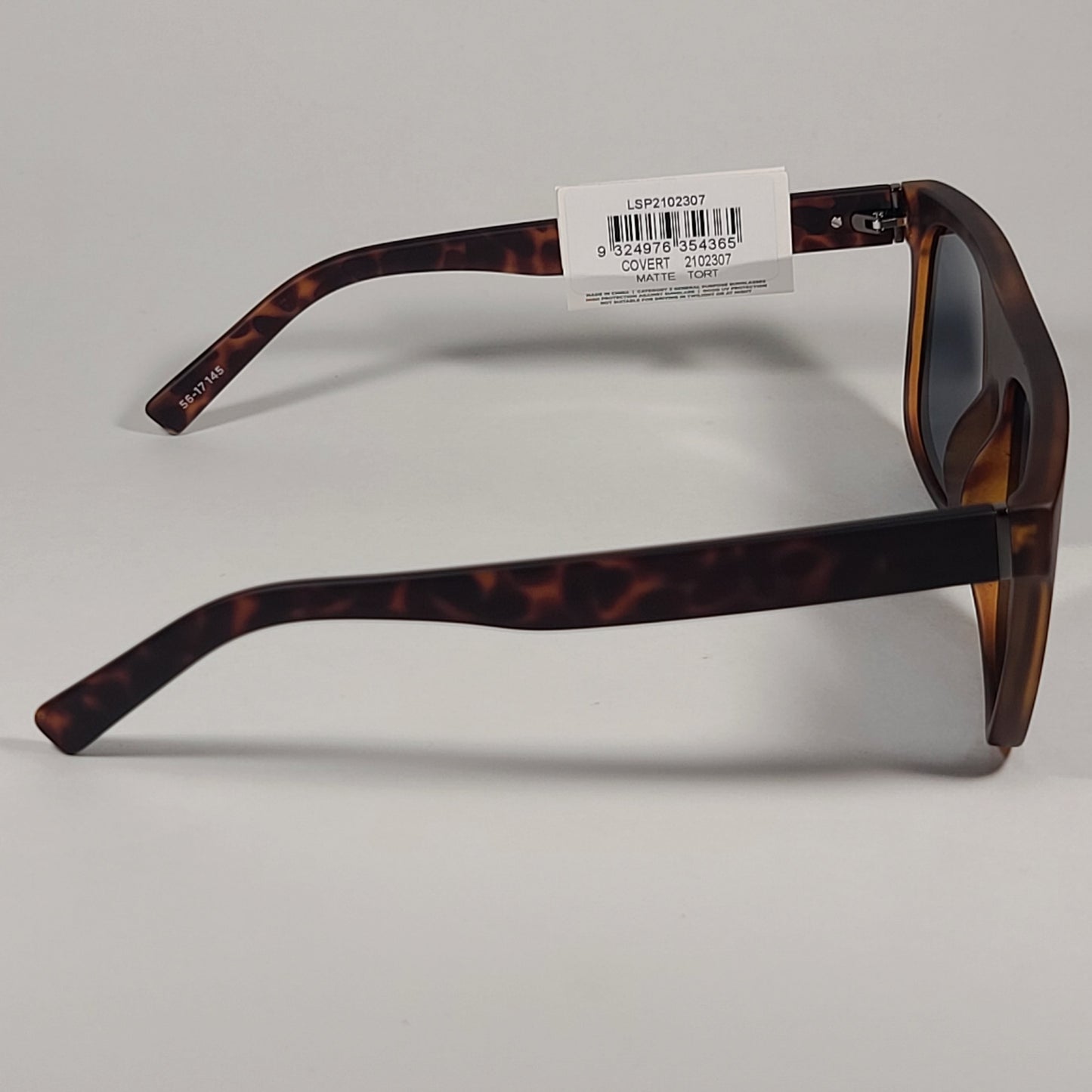Le Specs Covert Square Polarized Sunglasses Matte Tortoise Frame Gray Lens LSP2102307 - Sunglasses