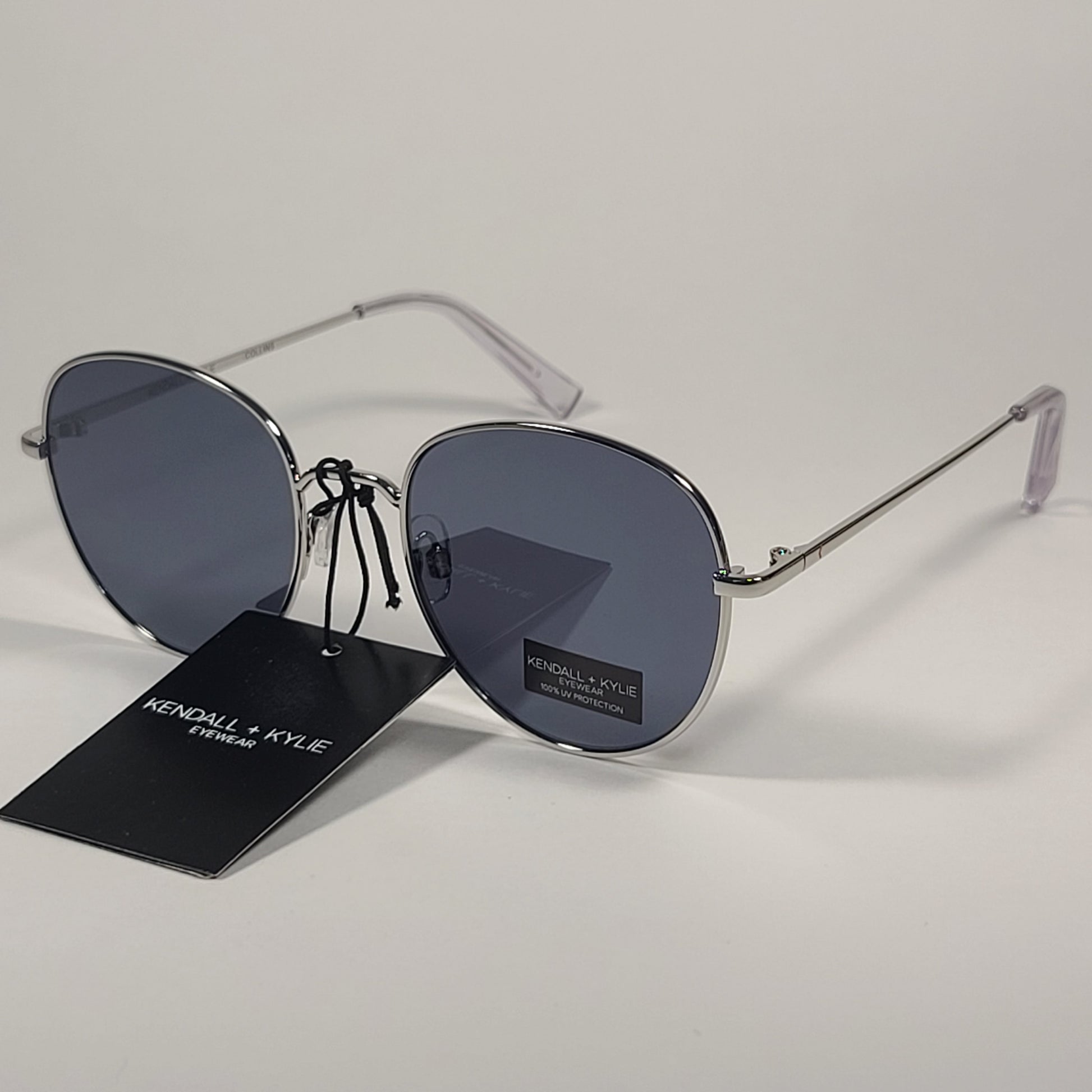 Kendall + Kylie Collins KK4072CE 035 Modified Round Sunglasses Shiny Silver Frame / Gray Lens - Sunglasses