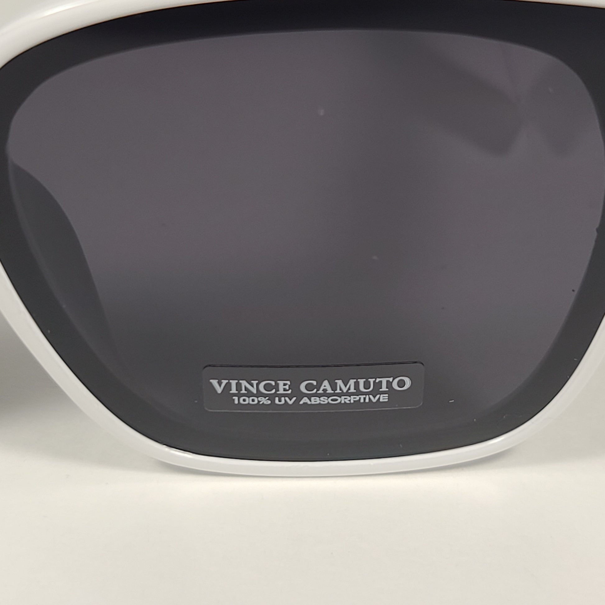 Vince Camuto VC965 WH Oversize Sunglasses Shiny White Frame Gray Tinted Lens - Sunglasses