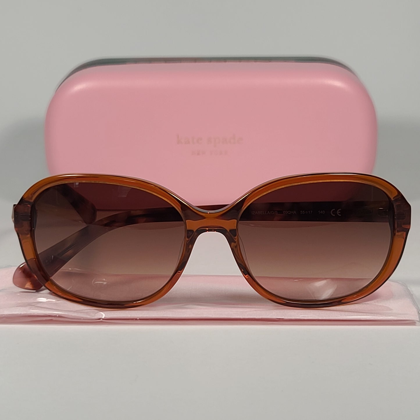 Kate Spade Izabella/G/S 90QHA Flat Oval Sunglasses Brown Frame Brown Gradient Lens - Sunglasses