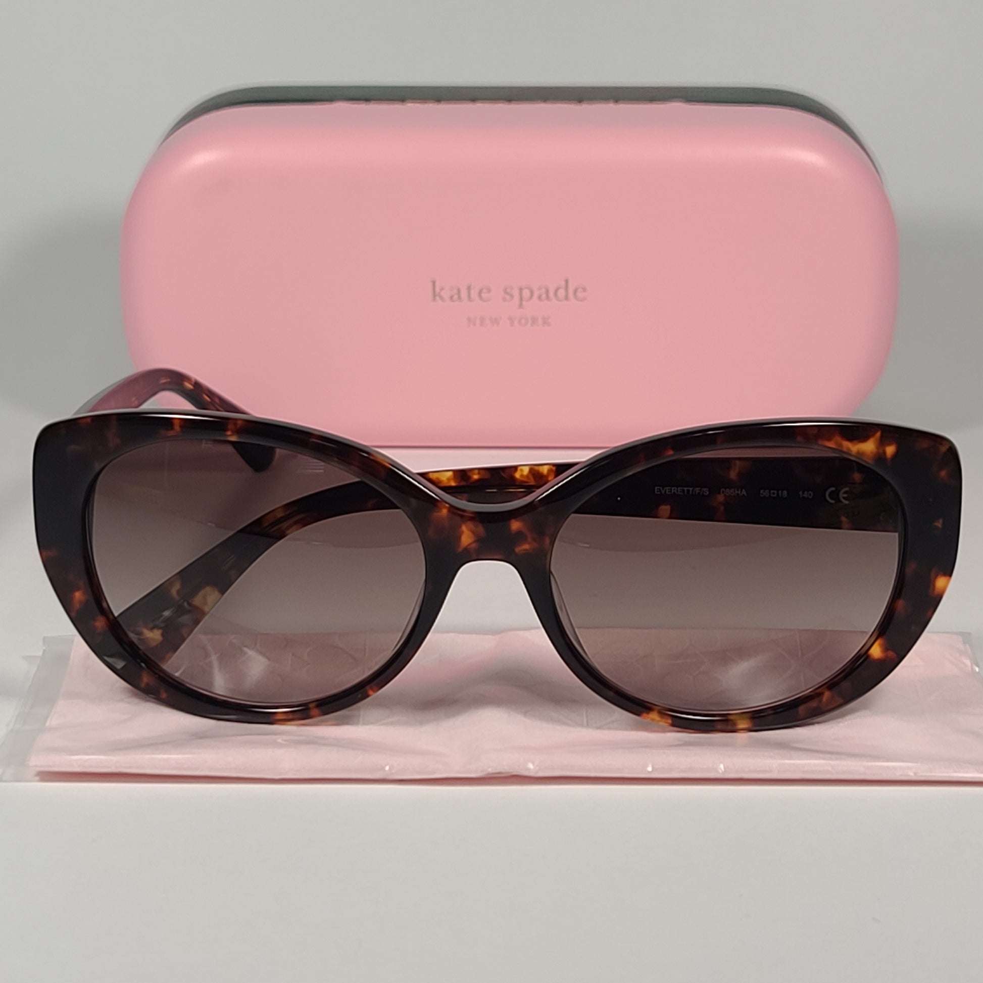 Kate Spade Everett/F/S 086HA Cat Eye Sunglasses Dark Brown Havana Frame Light Brown Gradient Lens - Sunglasses