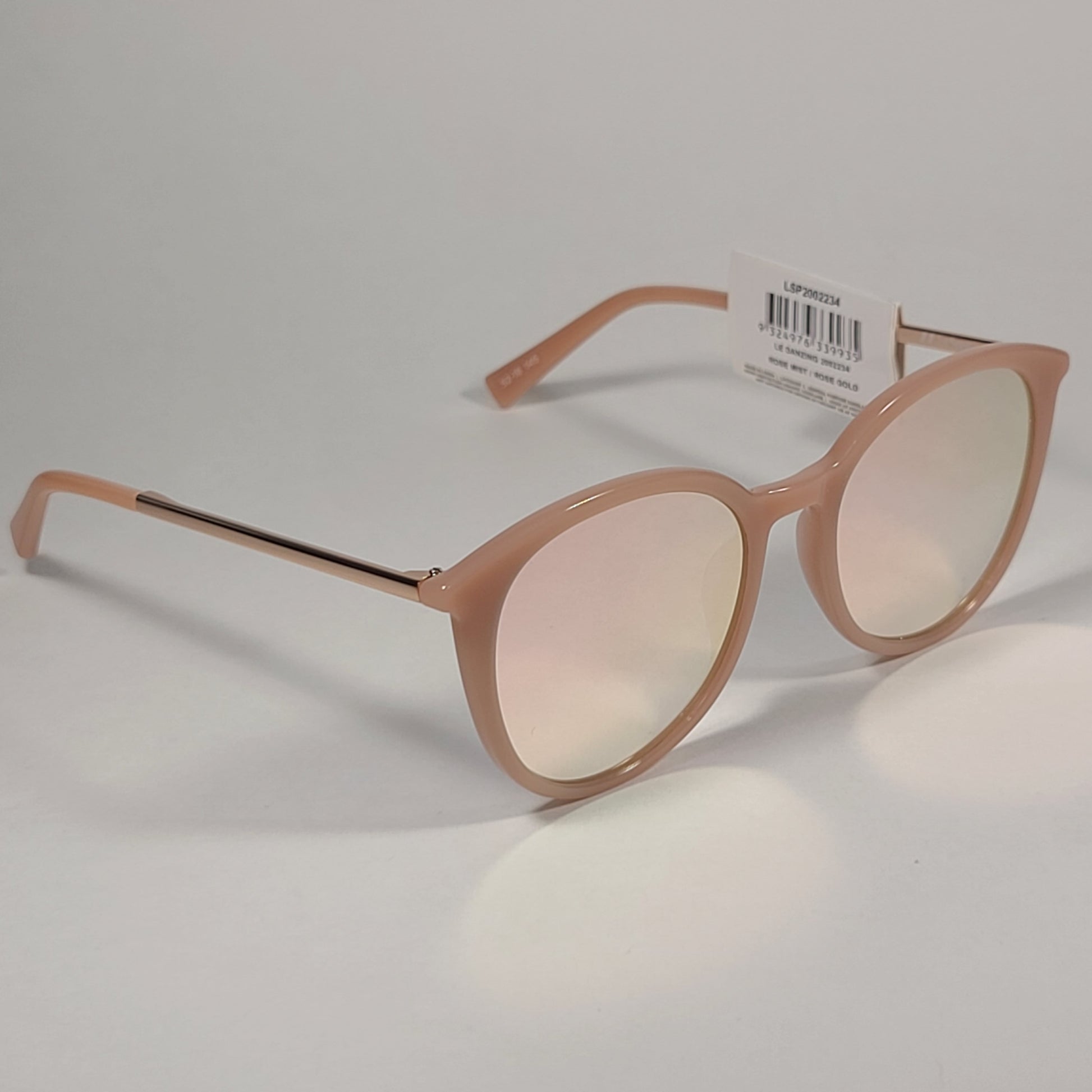 Le Specs Le Danzig Round Sunglasses Rose Gold Frame Pink Rose Mist Mirror Lens LSP2002234 Rose Mist / Rose Gold - Sunglasses