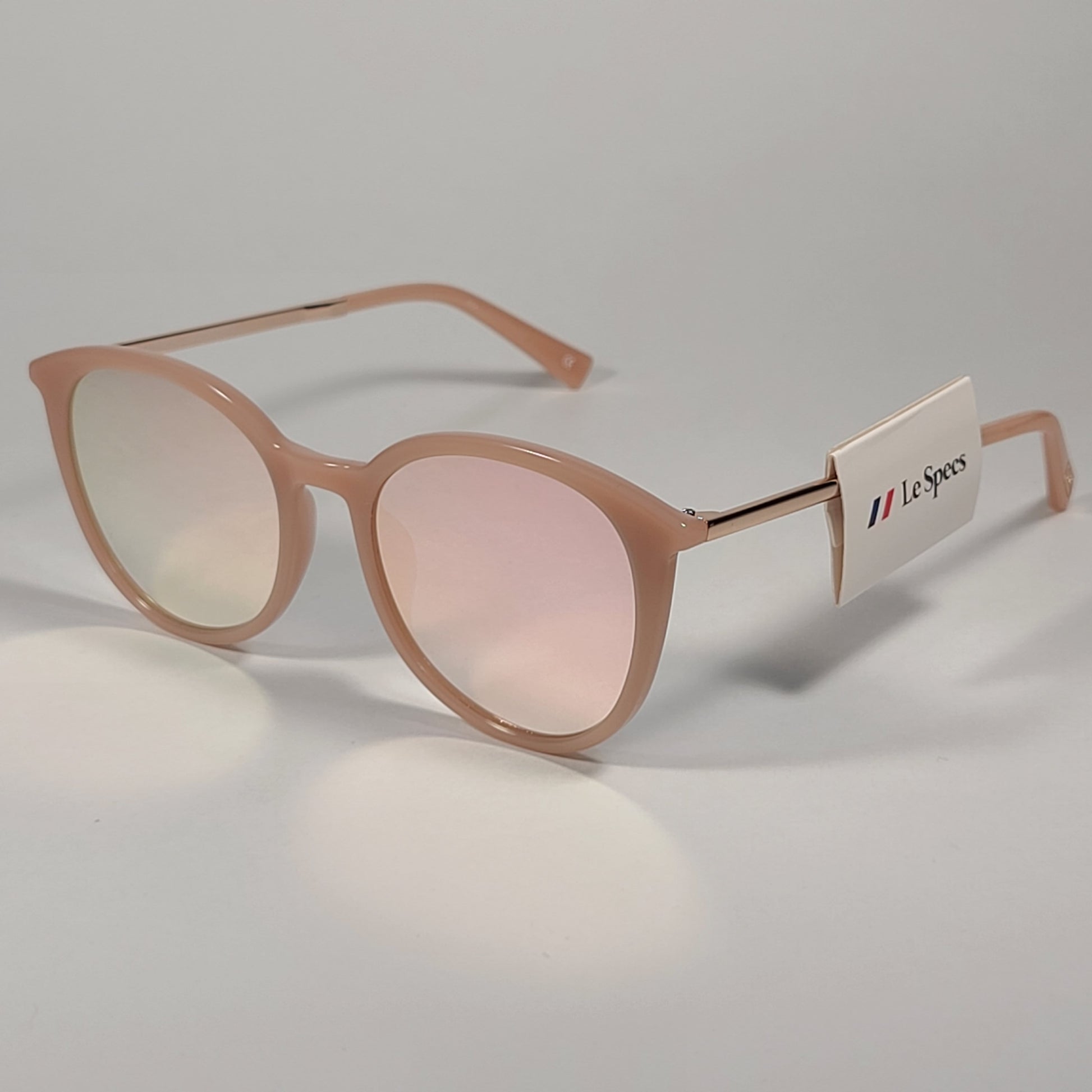 Le Specs Le Danzig Round Sunglasses Rose Gold Frame Pink Rose Mist Mirror Lens LSP2002234 Rose Mist / Rose Gold - Sunglasses