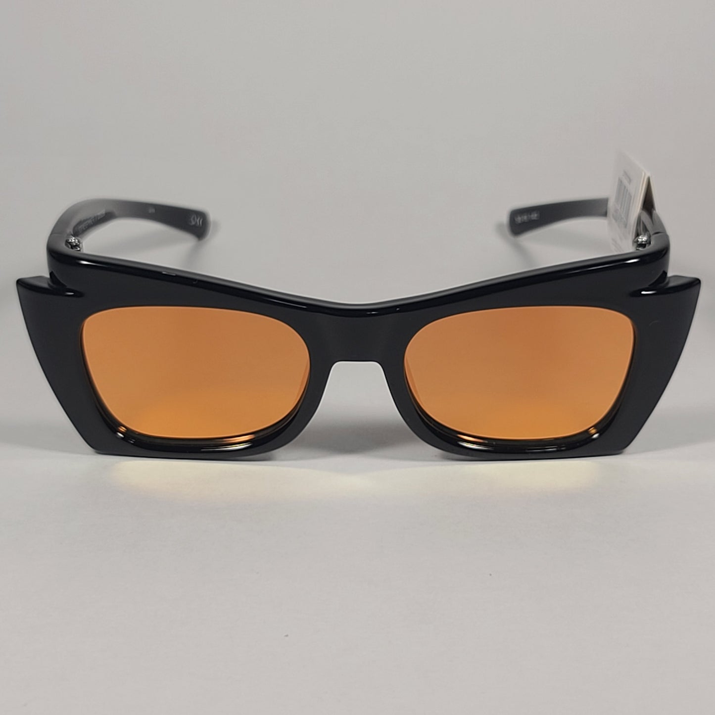 Le Specs For-Never Mine Cat Eye Sunglasses Shiny Black Frame Orange Mirror Lens LSP2002268 - Sunglasses