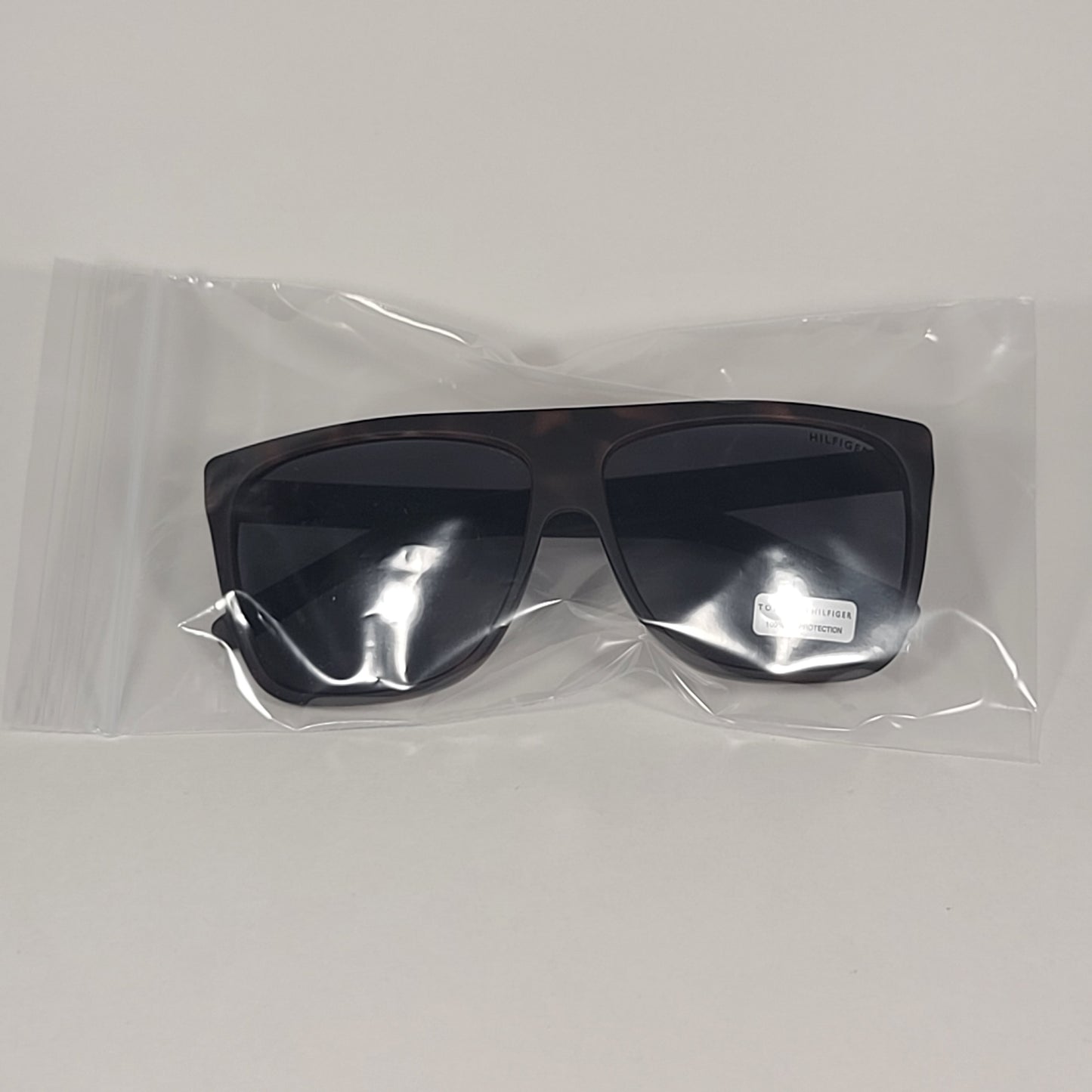 Tommy Hilfiger Mickey Square Sunglasses Matte Tortoise Frame Gray Lens MICKEY MP OM599 - Sunglasses