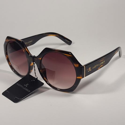 JL By Judith Leiber Fushia Octogon Sunglasses Brown Wood Pattern Brown Gradient Lens - Sunglasses