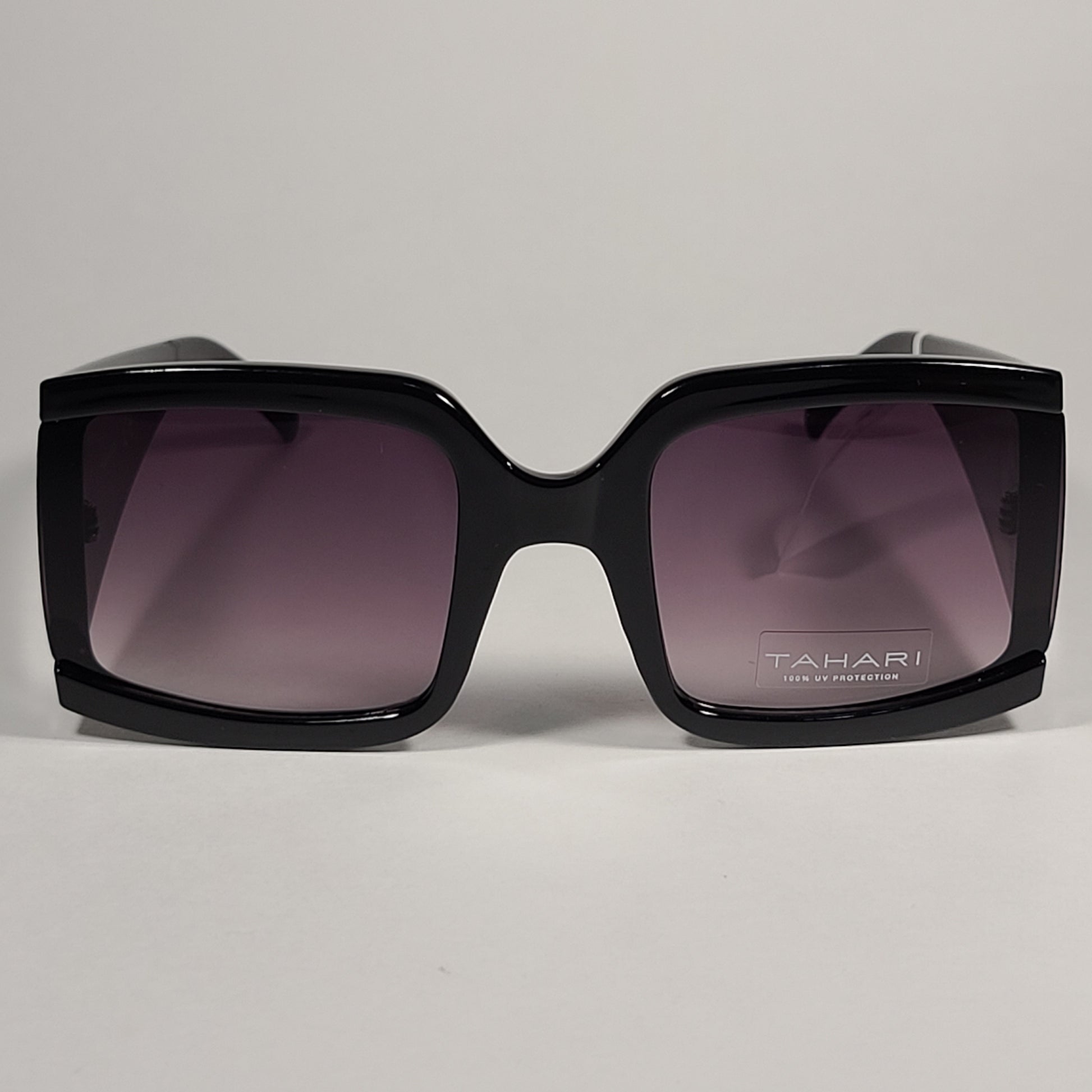 Tahari Oversize Square Sunglasses Shiny Black Frame Black Gradient TH810 OX - Sunglasses