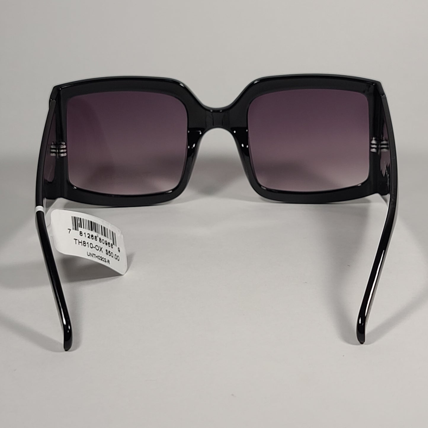 Tahari Oversize Square Sunglasses Shiny Black Frame Black Gradient TH810 OX - Sunglasses