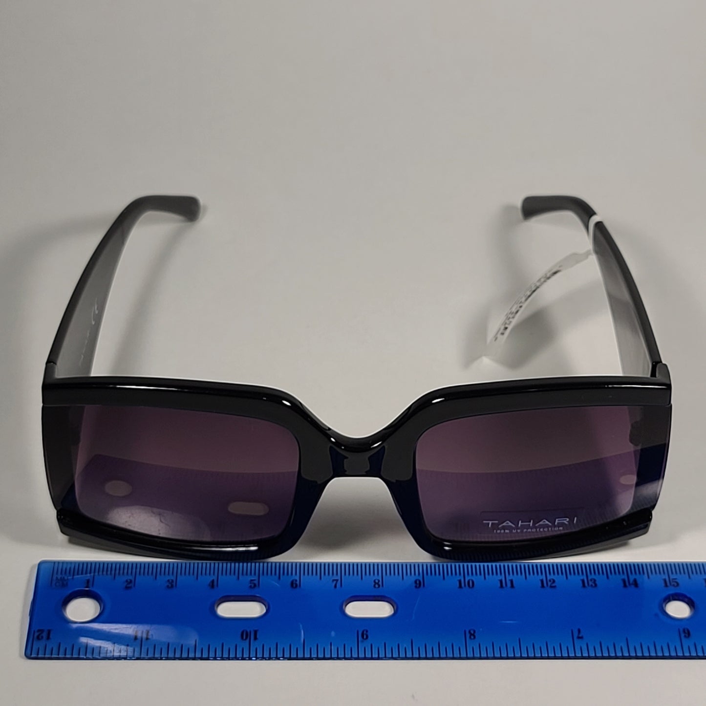 Tahari Oversize Square Sunglasses Shiny Black Frame Black Gradient TH810 OX - Sunglasses