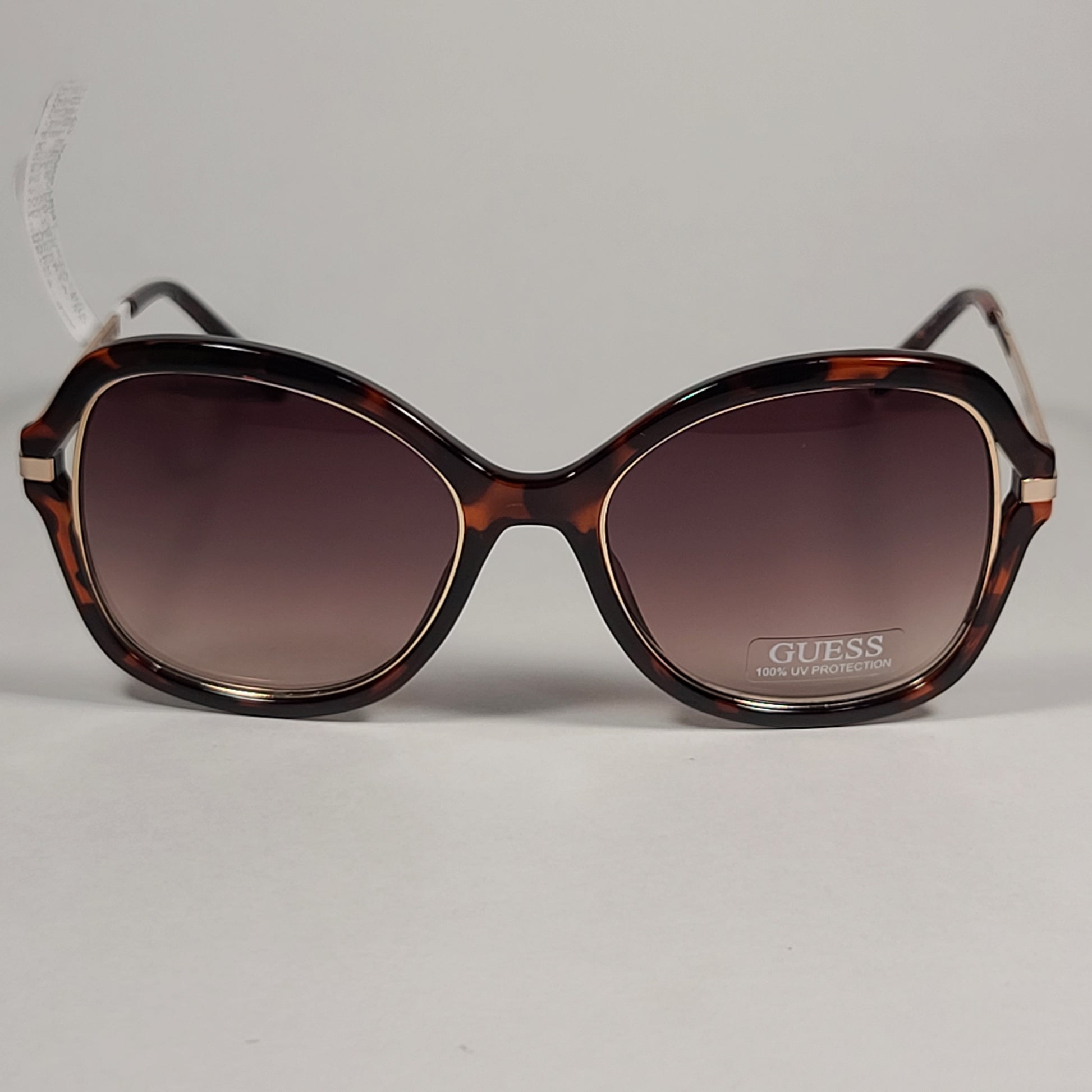 Guess Butterfly Sunglasses Shiny Brown Tortoise Gold Brown Gradient GF0352 52F - Sunglasses