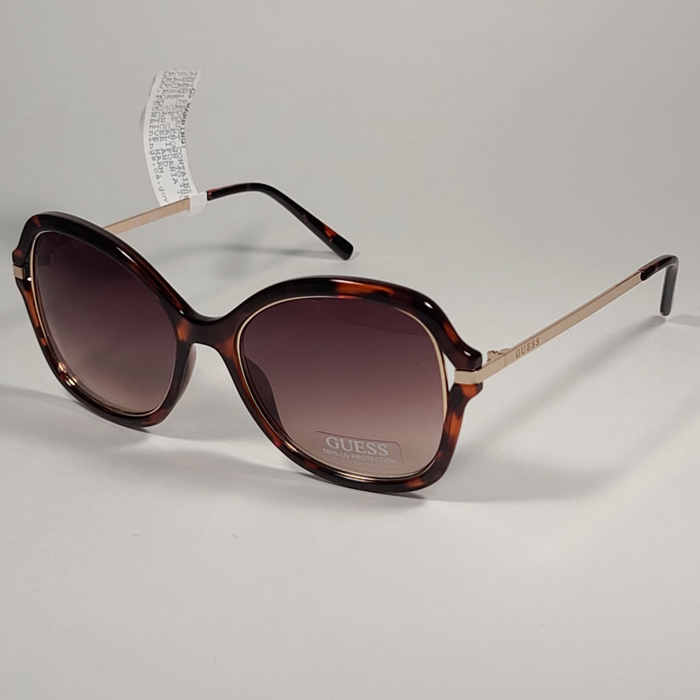 Guess Butterfly Sunglasses Shiny Brown Tortoise Gold Brown Gradient GF0352 52F - Sunglasses