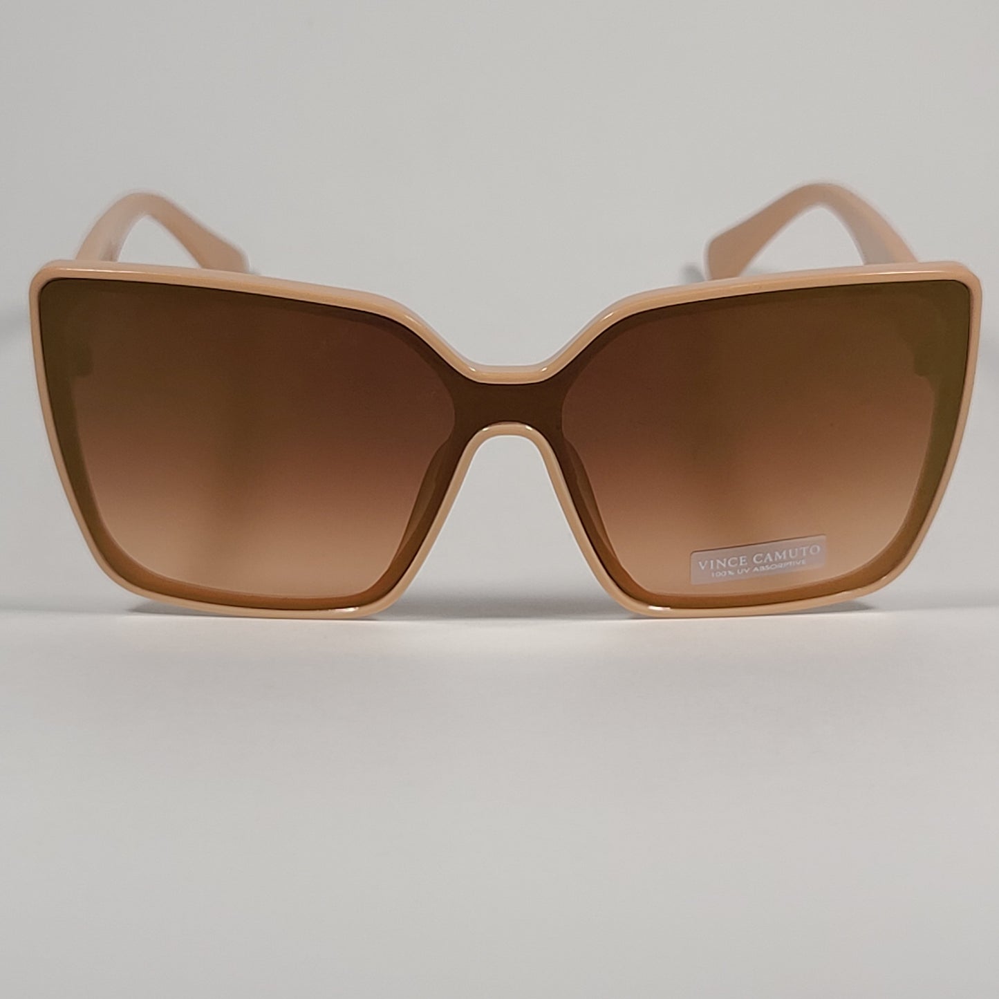 Vince Camuto VC999 ND Butterfly Shield Sunglasses Nude Frame Brown Gradient Lens With Gold Flash - Sunglasses