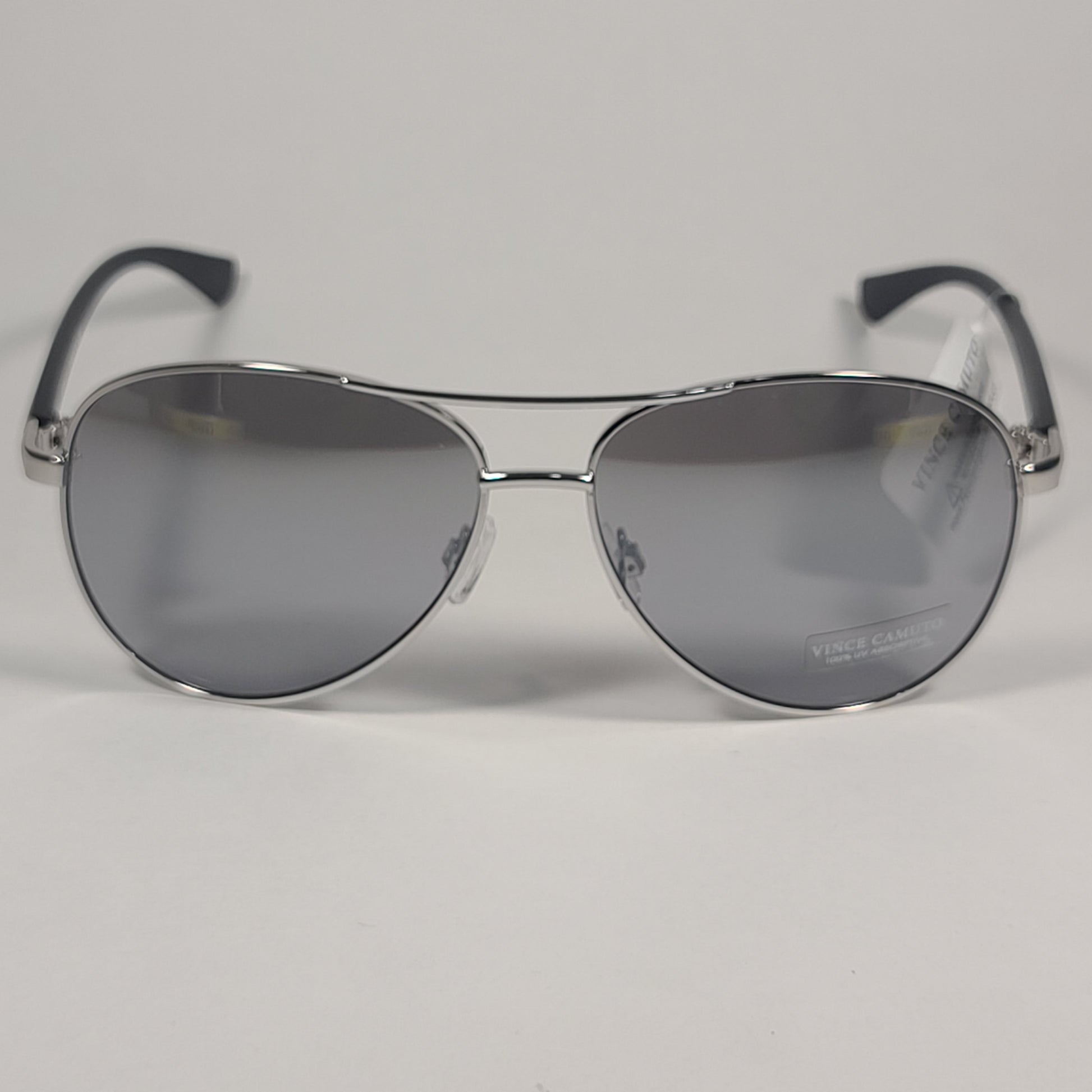 Vince Camuto VC593 SLVOX Aviator Sunglasses Silver Black Frame Silver Mirror Lens - Sunglasses