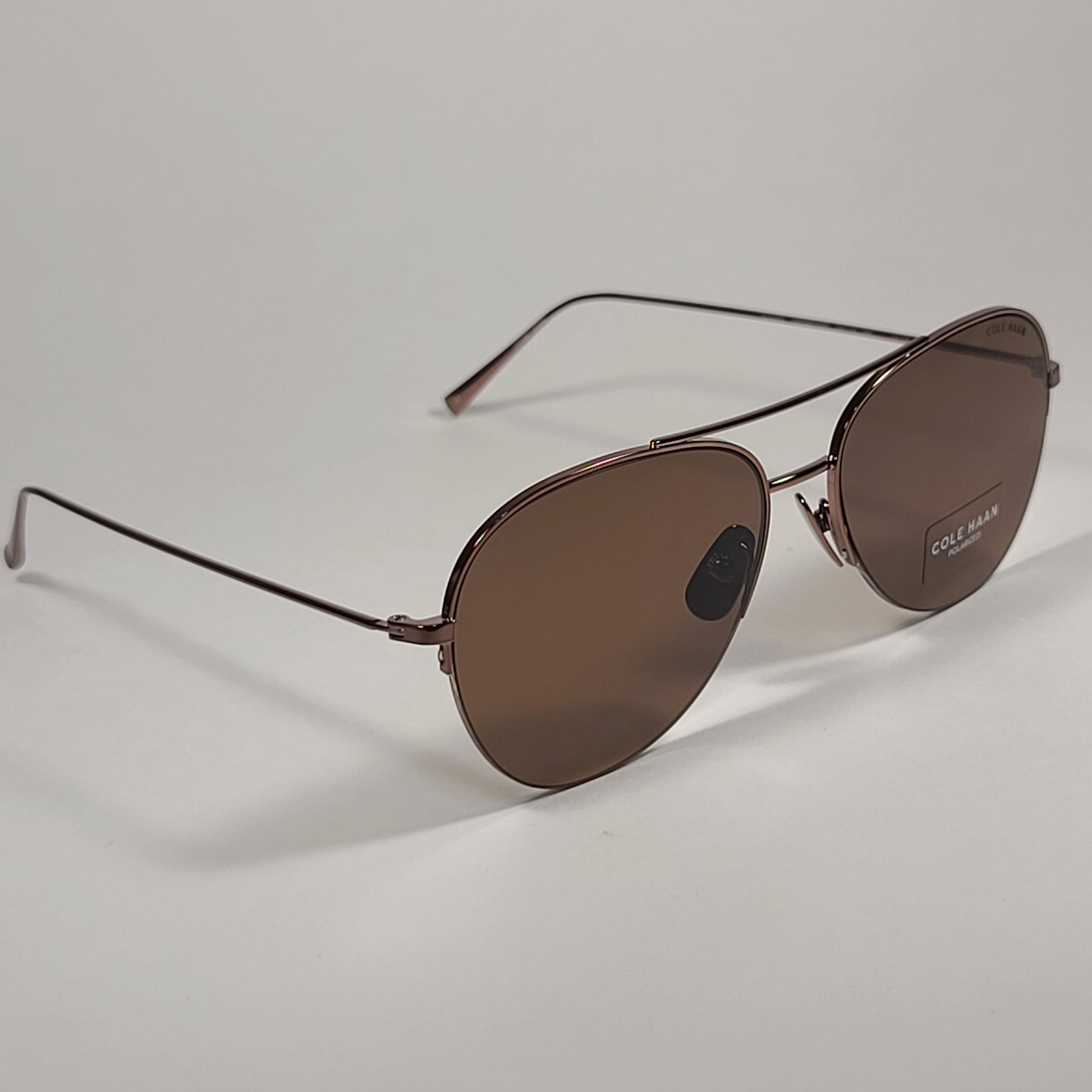 Cole Haan Rimless Aviator Polarized Sunglasses Brown Frame And Lens CH6079 200 BROWN - Sunglasses