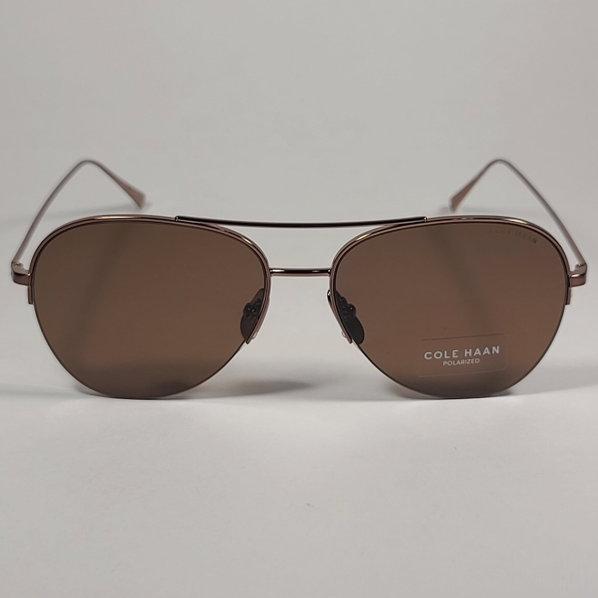 Cole Haan Rimless Aviator Polarized Sunglasses Brown Frame And Lens CH6079 200 BROWN - Sunglasses