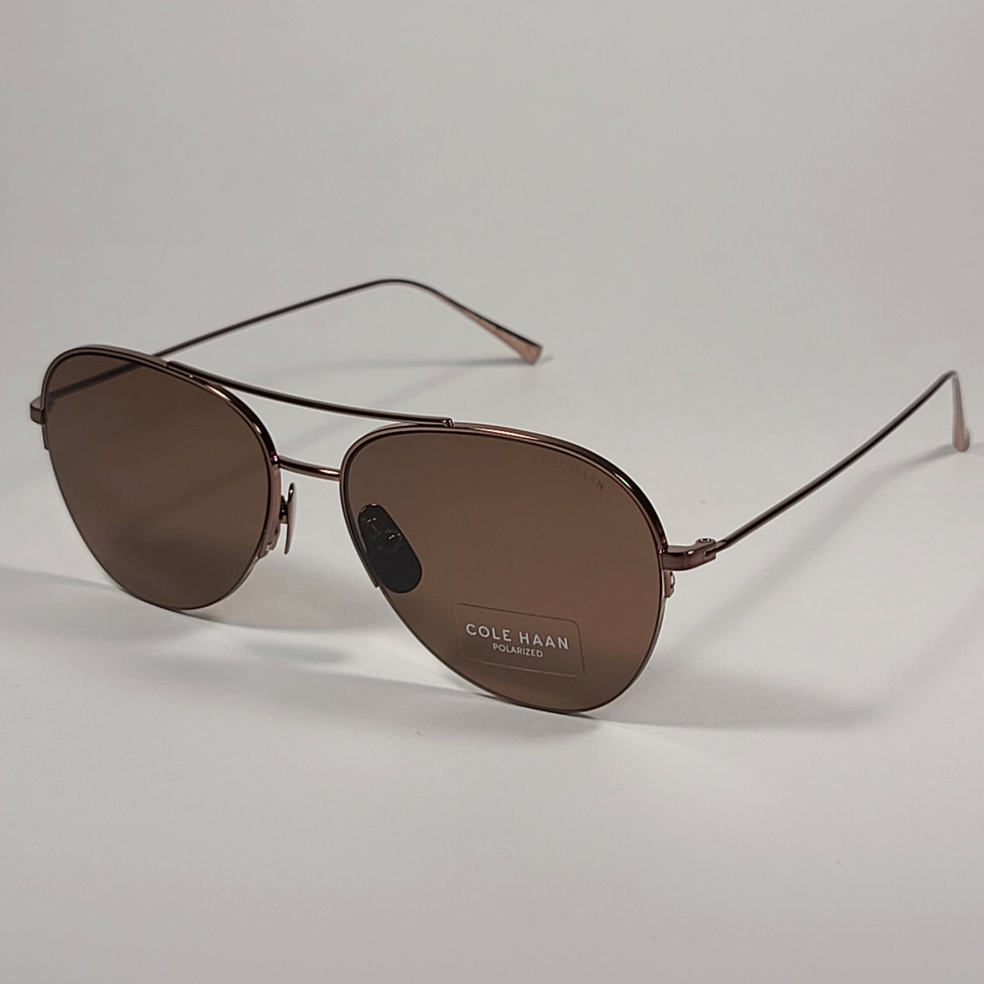 Cole Haan Rimless Aviator Polarized Sunglasses Brown Frame And Lens CH6079 200 BROWN - Sunglasses