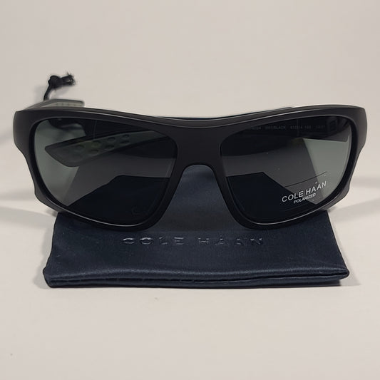 Cole Haan CH8024 001 BLACK Polarized Wrap Sunglasses Matte Black Frame Gray Lens - Sunglasses