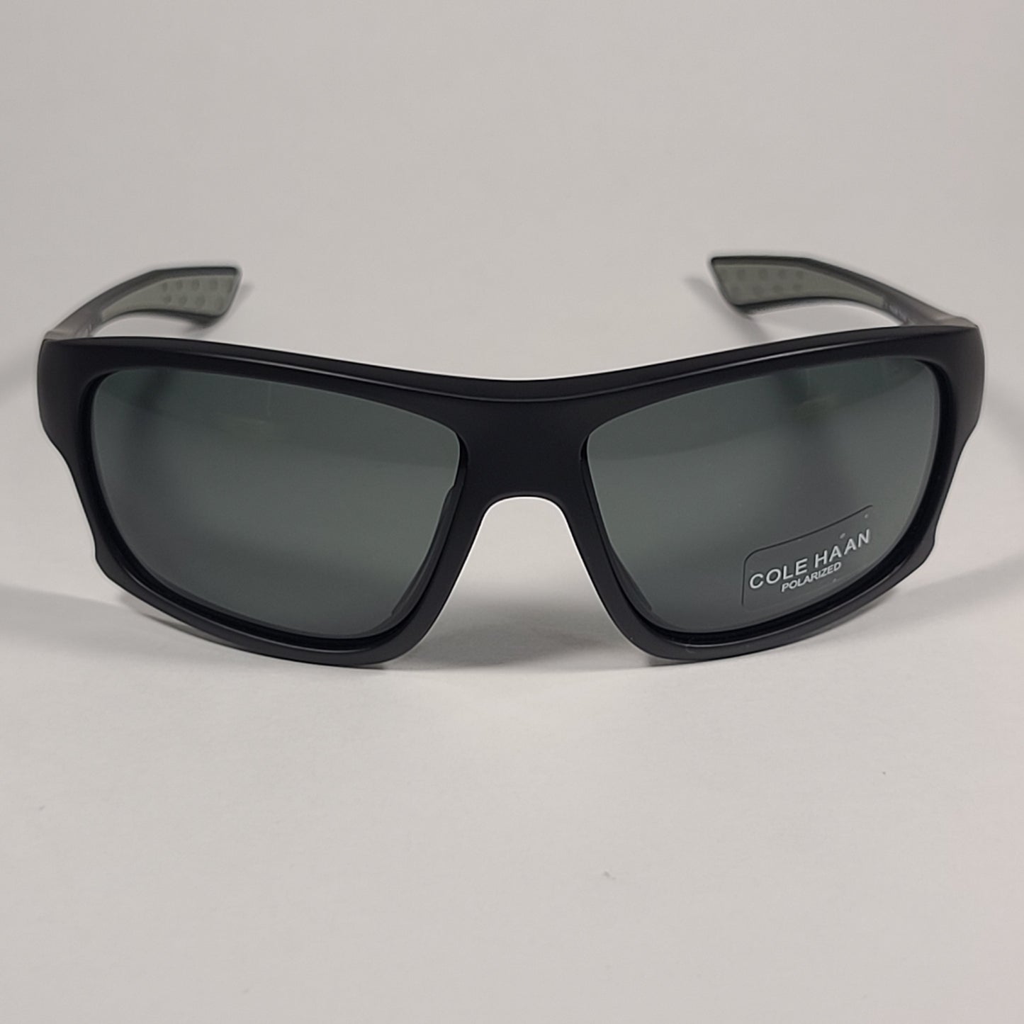 Cole Haan CH8024 001 BLACK Polarized Wrap Sunglasses Matte Black Frame Gray Lens - Sunglasses