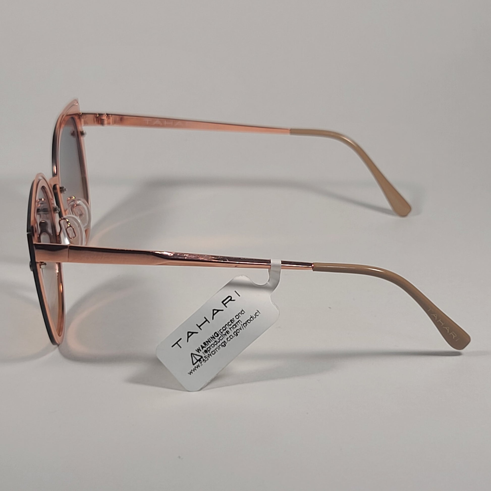 Tahari Rimless Cat Eye Sunglasses Rose Gold Nude Frame Gradient Lens TH809 RGDND - Sunglasses