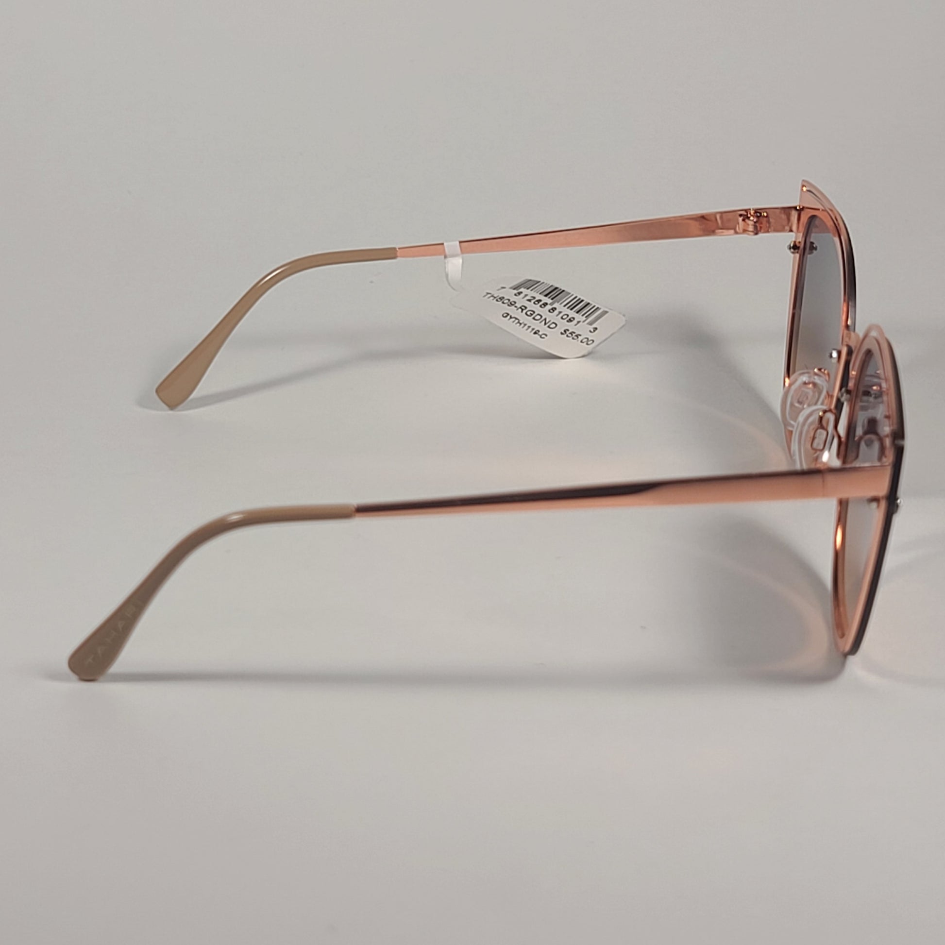 Tahari Rimless Cat Eye Sunglasses Rose Gold Nude Frame Gradient Lens TH809 RGDND - Sunglasses