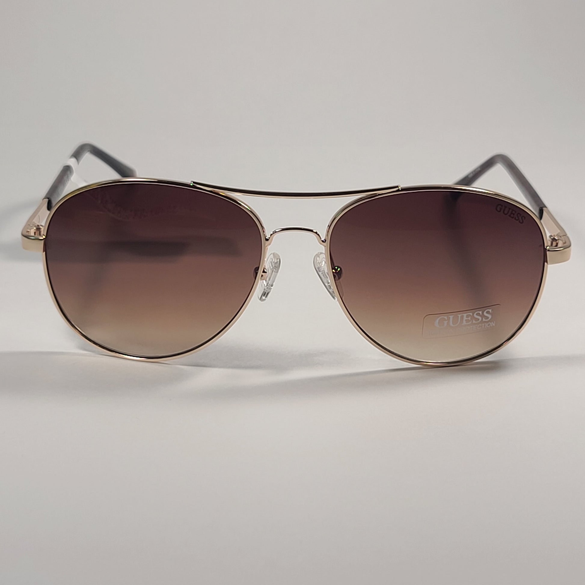 Guess GF0295 33F Aviator Sunglasses Gold Tone Metal Frame Brown Gradient Lens - Sunglasses