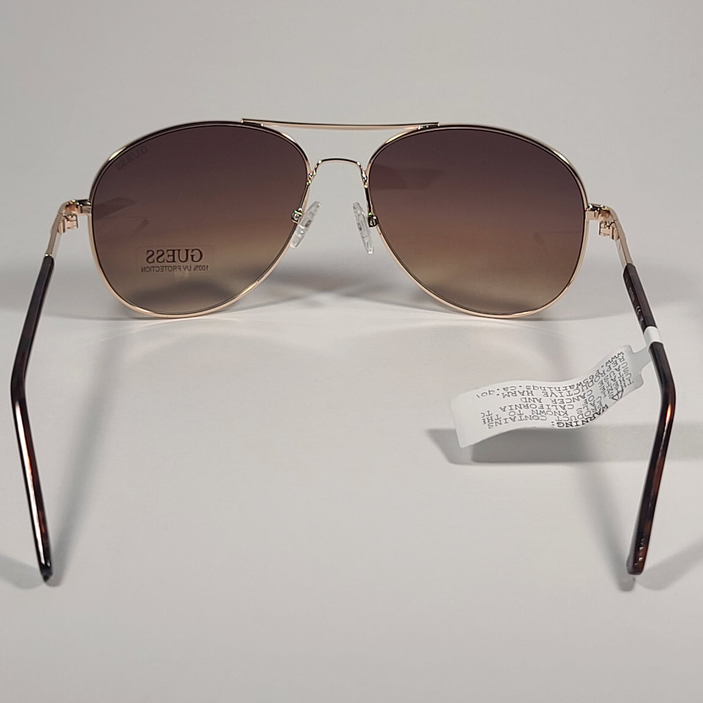 Guess GF0295 33F Aviator Sunglasses Gold Tone Metal Frame Brown Gradient Lens - Sunglasses