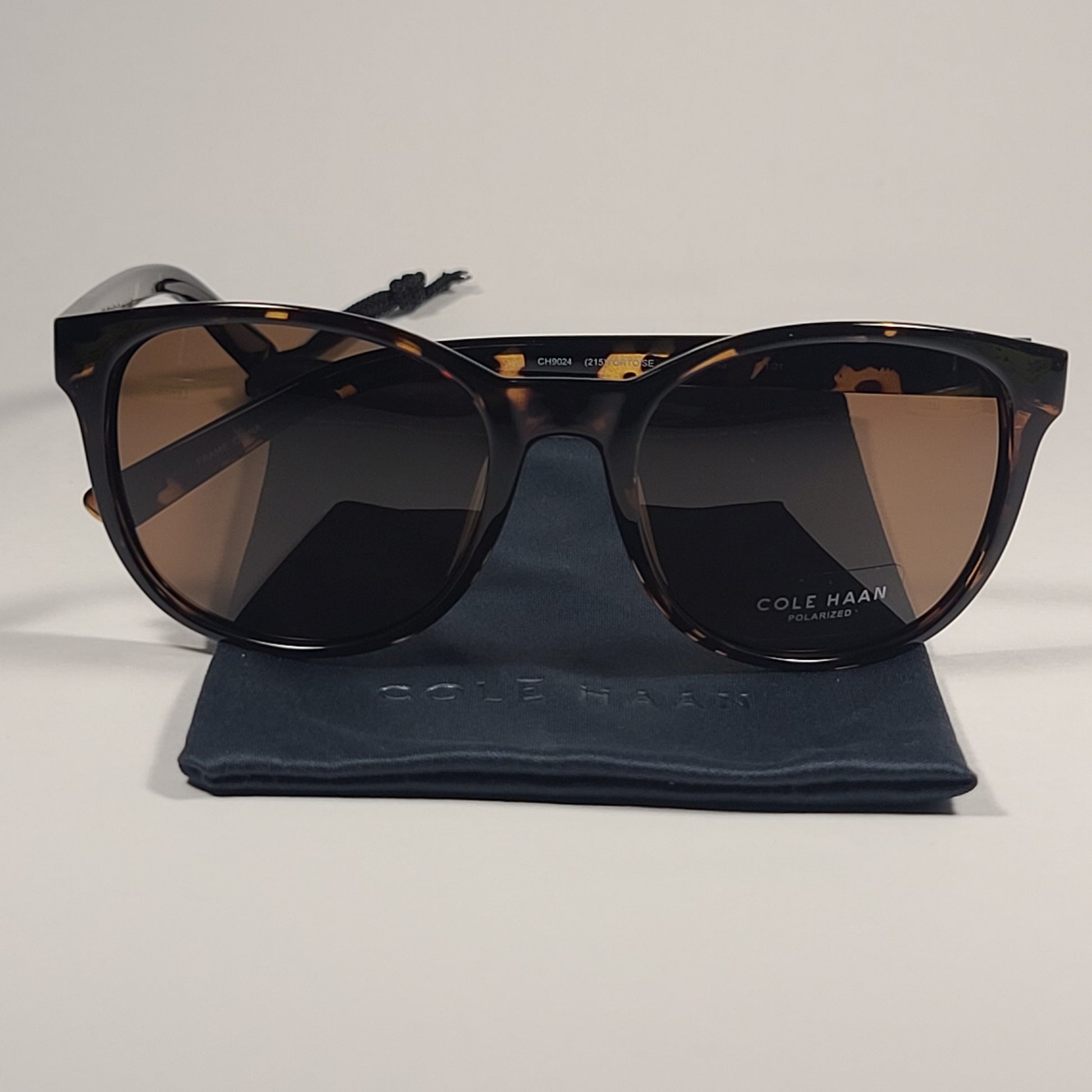 Cole Haan CH9024 215 TORTOISE Soft Round Polarized Sunglasses Brown Tortoise Frame Brown Lens - Sunglasses