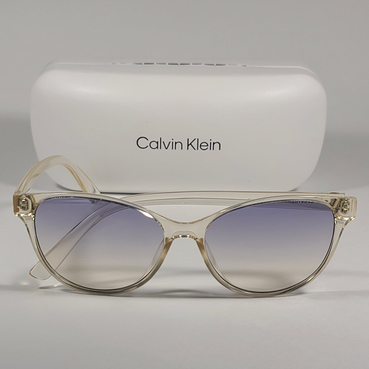 Calvin Klein Cat Eye Sunglasses CK20517S 740 Crystal Frame Light Violet Gradient Lens - Sunglasses