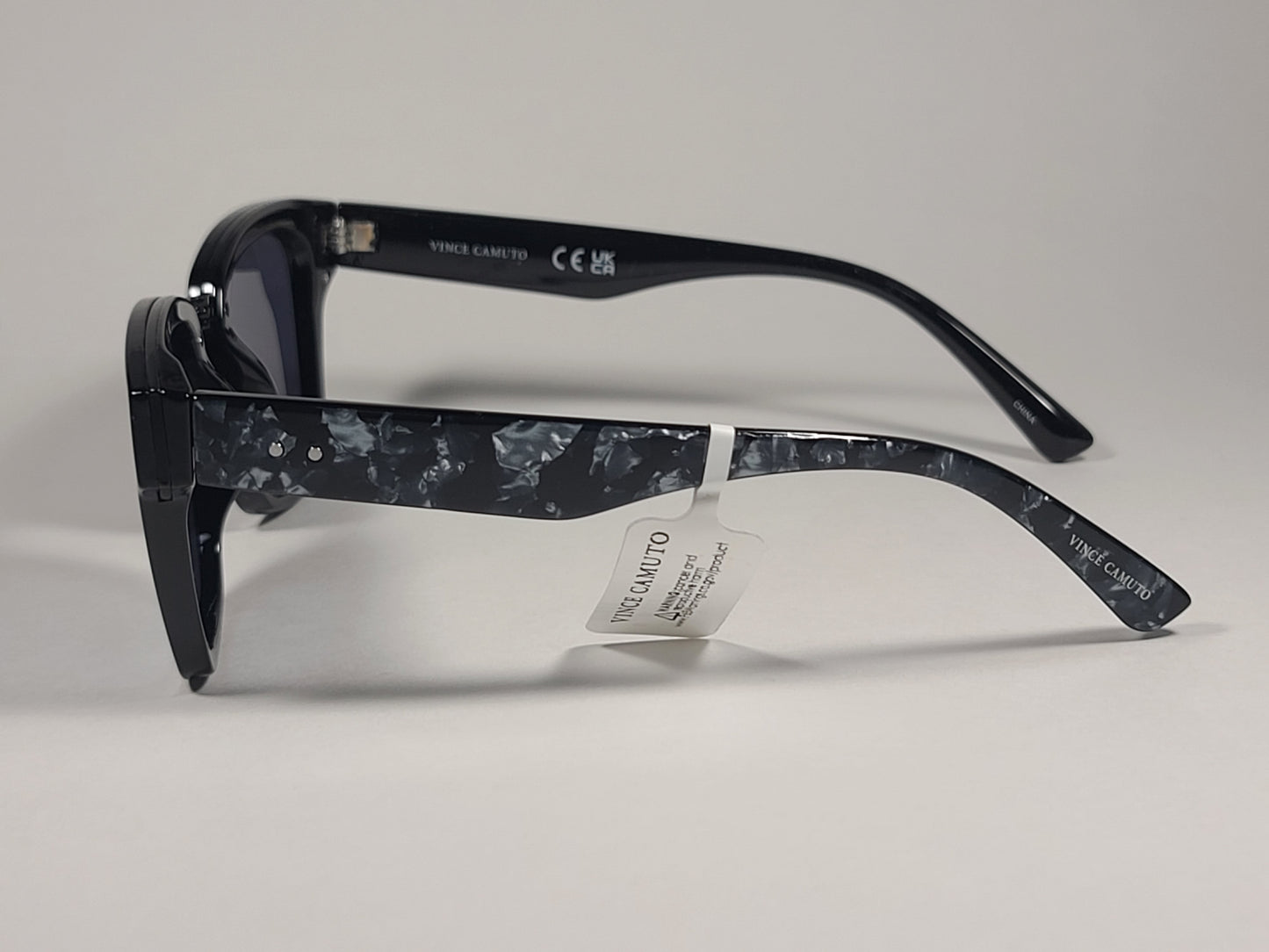 Vince Camuto VC974 OX Square Sunglasses Black Marble Frame Gray Tinted Lens - Sunglasses