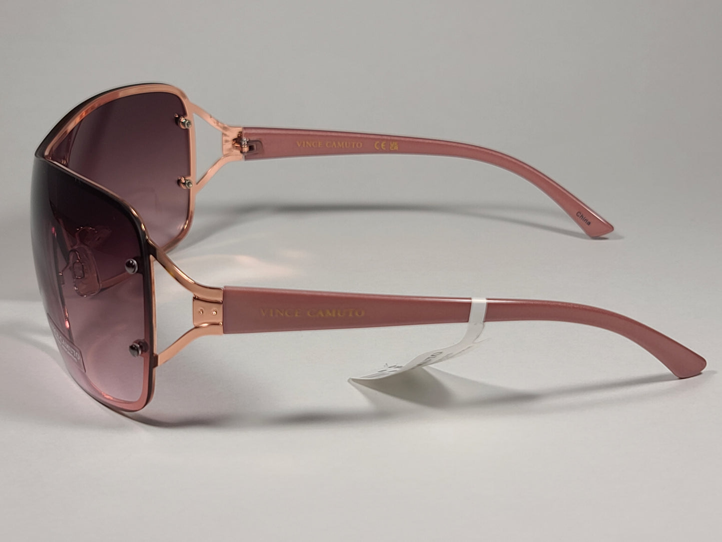 Vince Camuto VC1000 RGDRS Rimless Shield Sunglasses Rose Gold Frame Rose Gradient Lens - Sunglasses