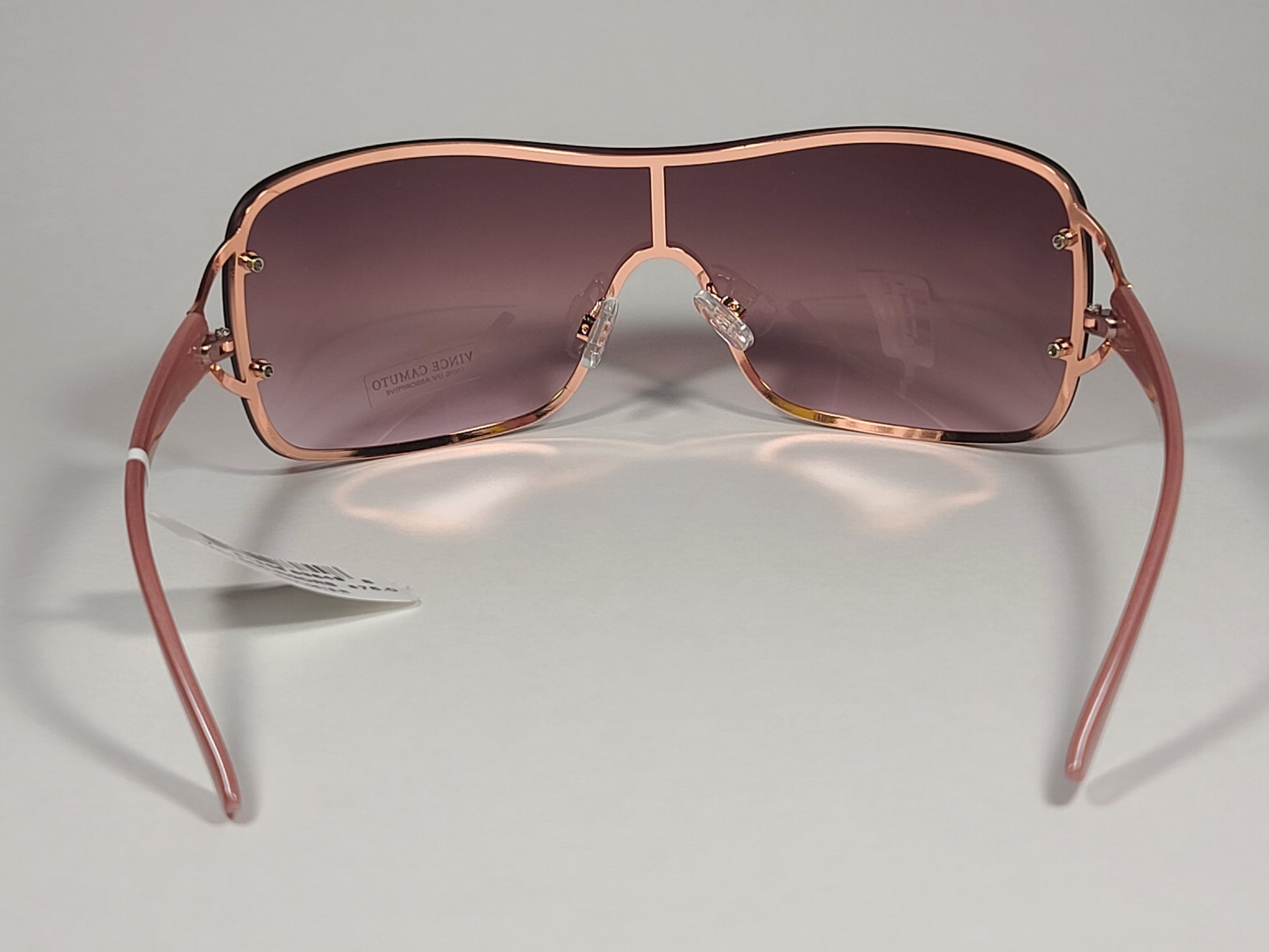 Vince Camuto VC1000 RGDRS Rimless Shield Sunglasses Rose Gold Frame Rose Gradient Lens - Sunglasses