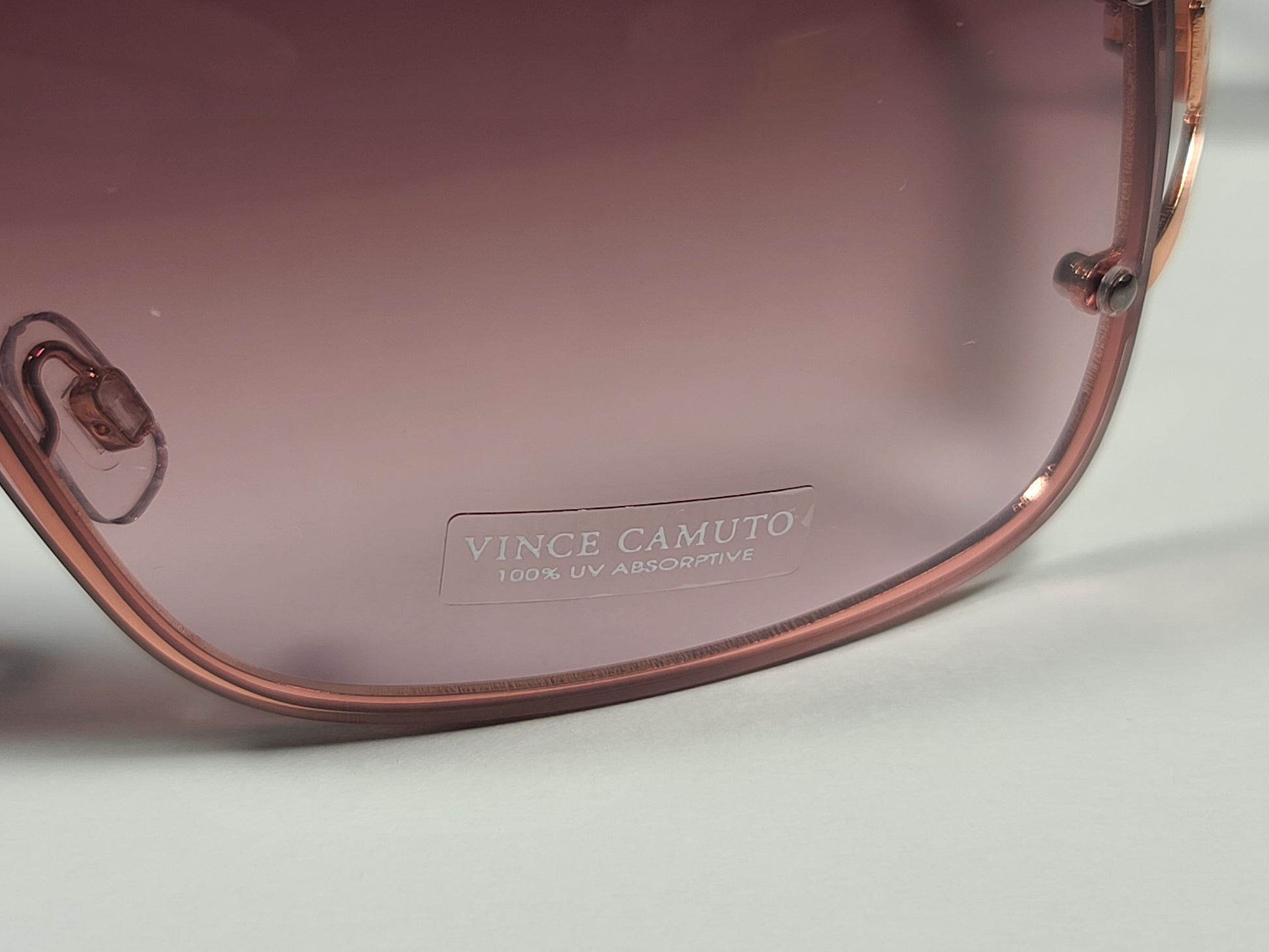 Vince Camuto VC1000 RGDRS Rimless Shield Sunglasses Rose Gold Frame Rose Gradient Lens - Sunglasses