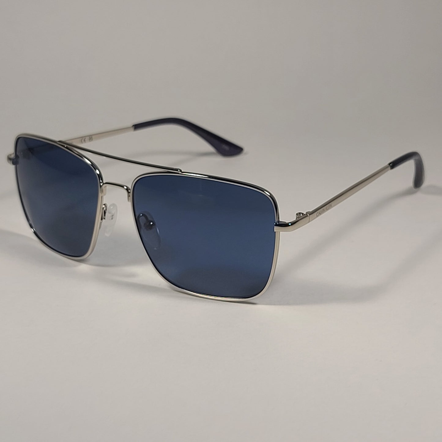 Calvin Klein Navigator Sunglasses CK19136S 045 Silver Frame Blue Lens - Sunglasses