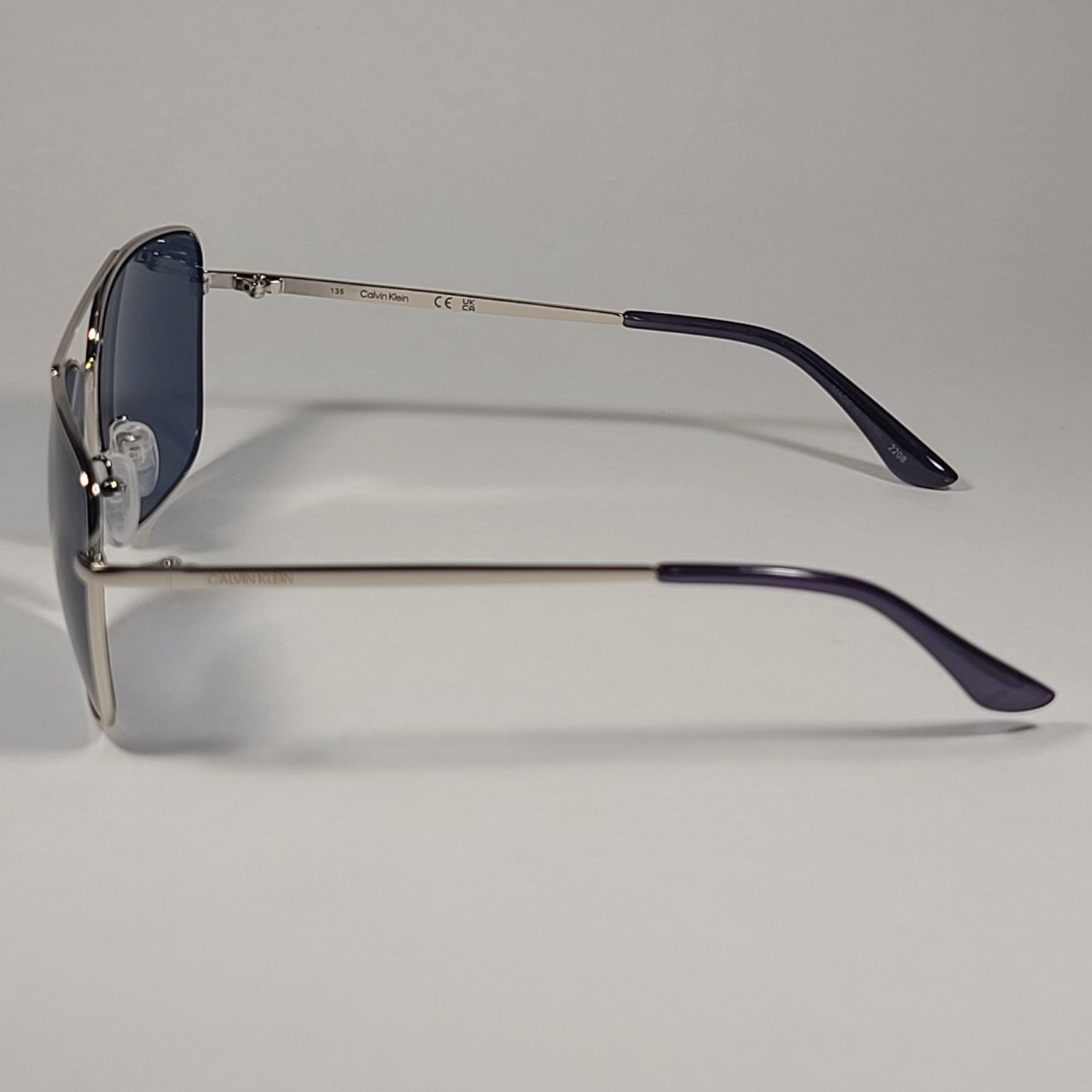 Calvin Klein Navigator Sunglasses CK19136S 045 Silver Frame Blue Lens - Sunglasses