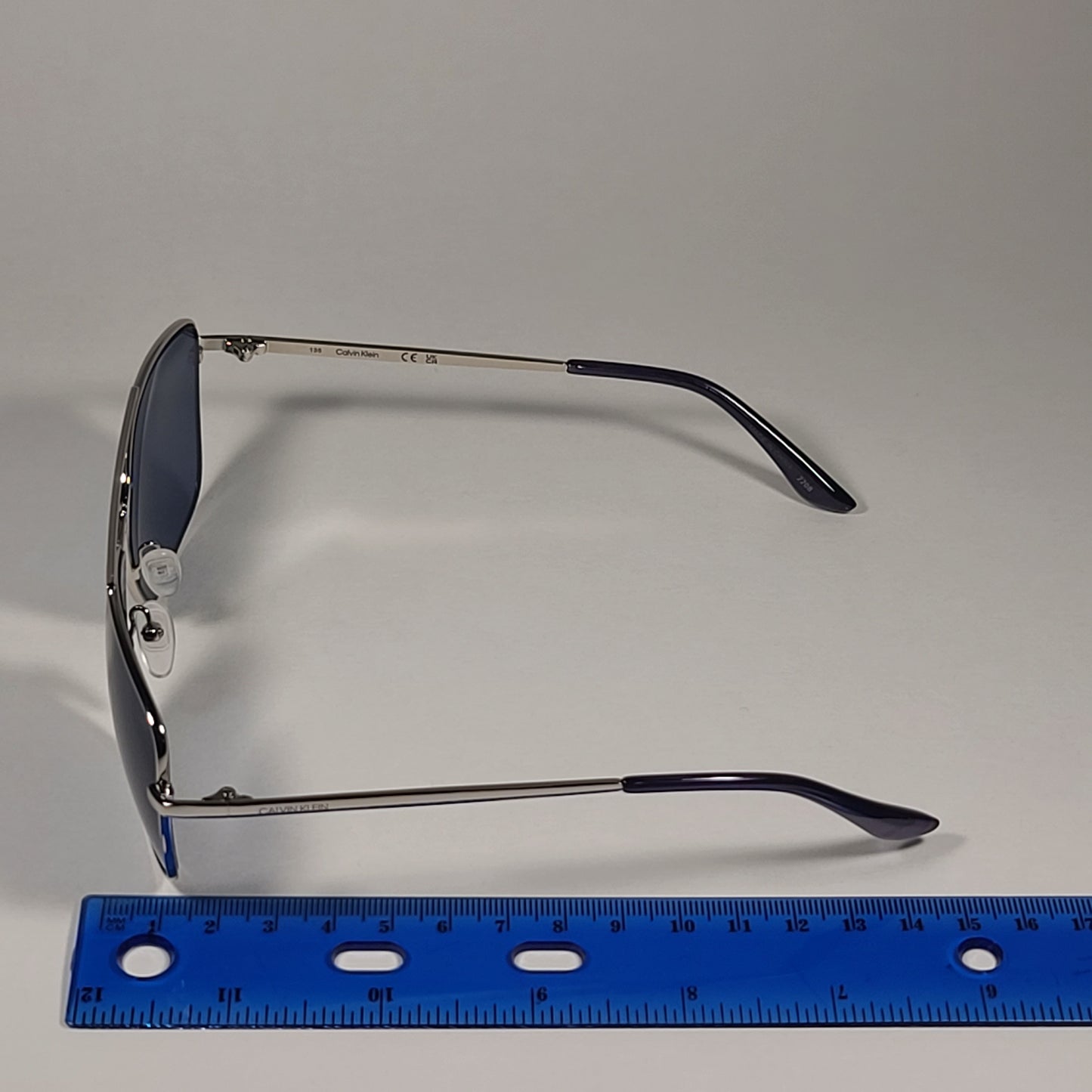 Calvin Klein Navigator Sunglasses CK19136S 045 Silver Frame Blue Lens - Sunglasses