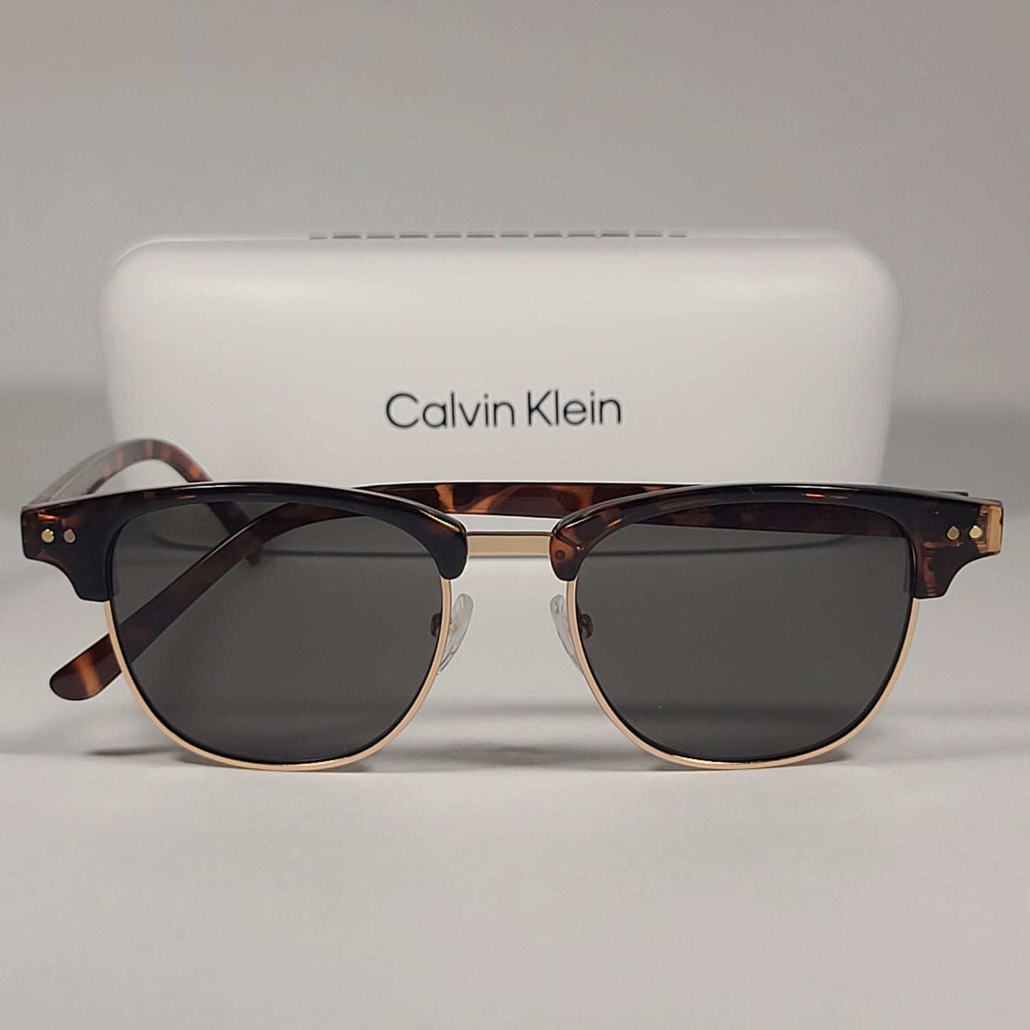 Calvin Klein CK20314S 235 Square Club Sunglasses Brown Tortoise Frame Green Lens - Sunglasses