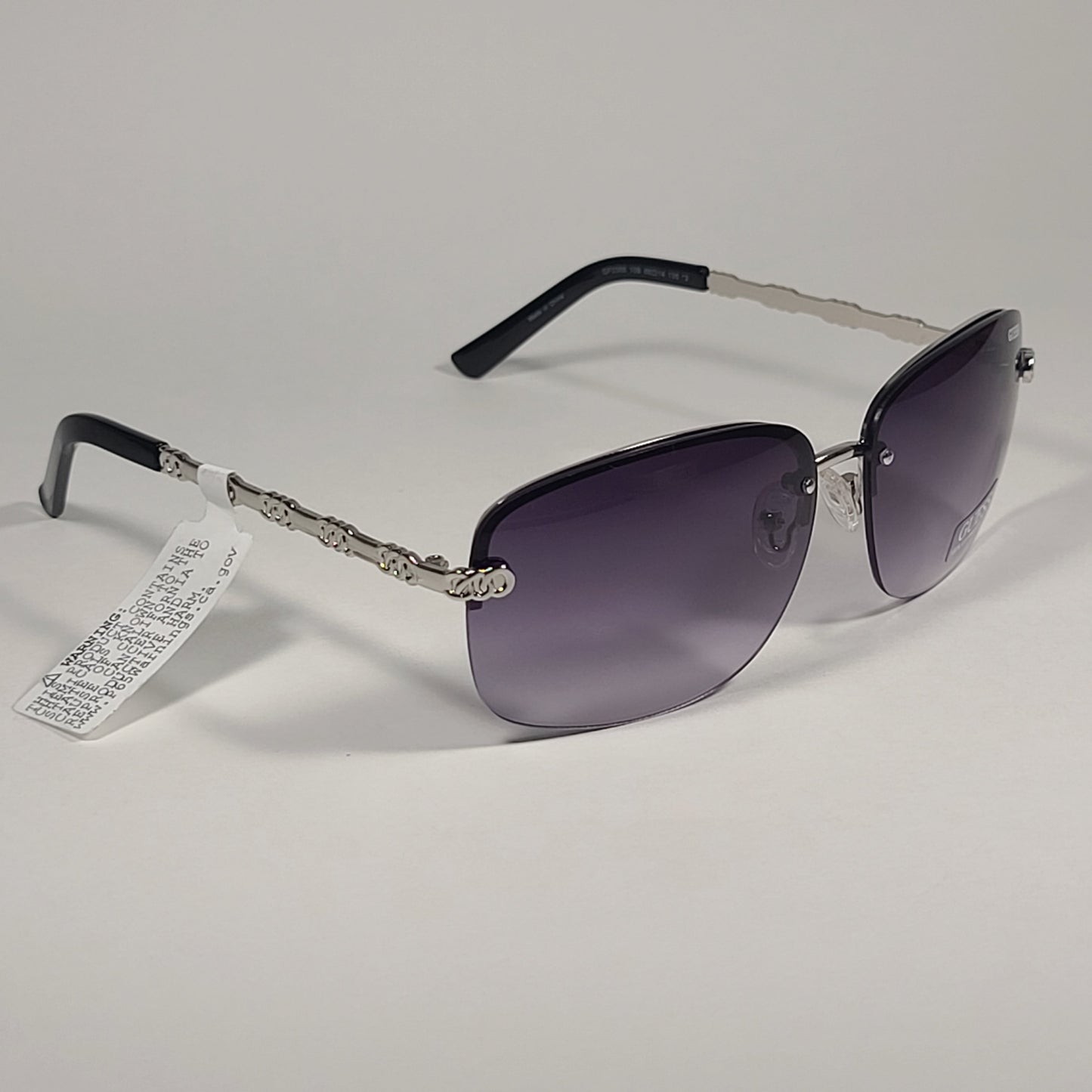 Guess GF0388 10B Rimless Sunglasses Silver Tone Frame Metal Smoke Gradient Lens - Sunglasses