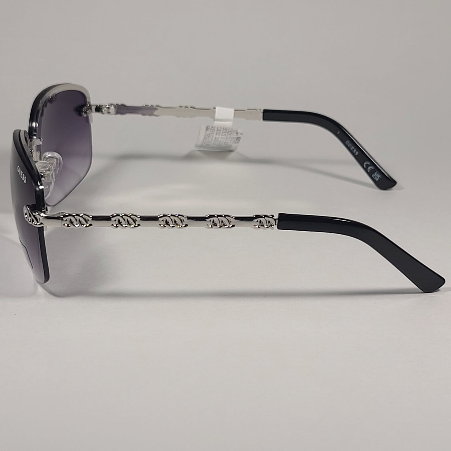Guess GF0388 10B Rimless Sunglasses Silver Tone Frame Metal Smoke Gradient Lens - Sunglasses