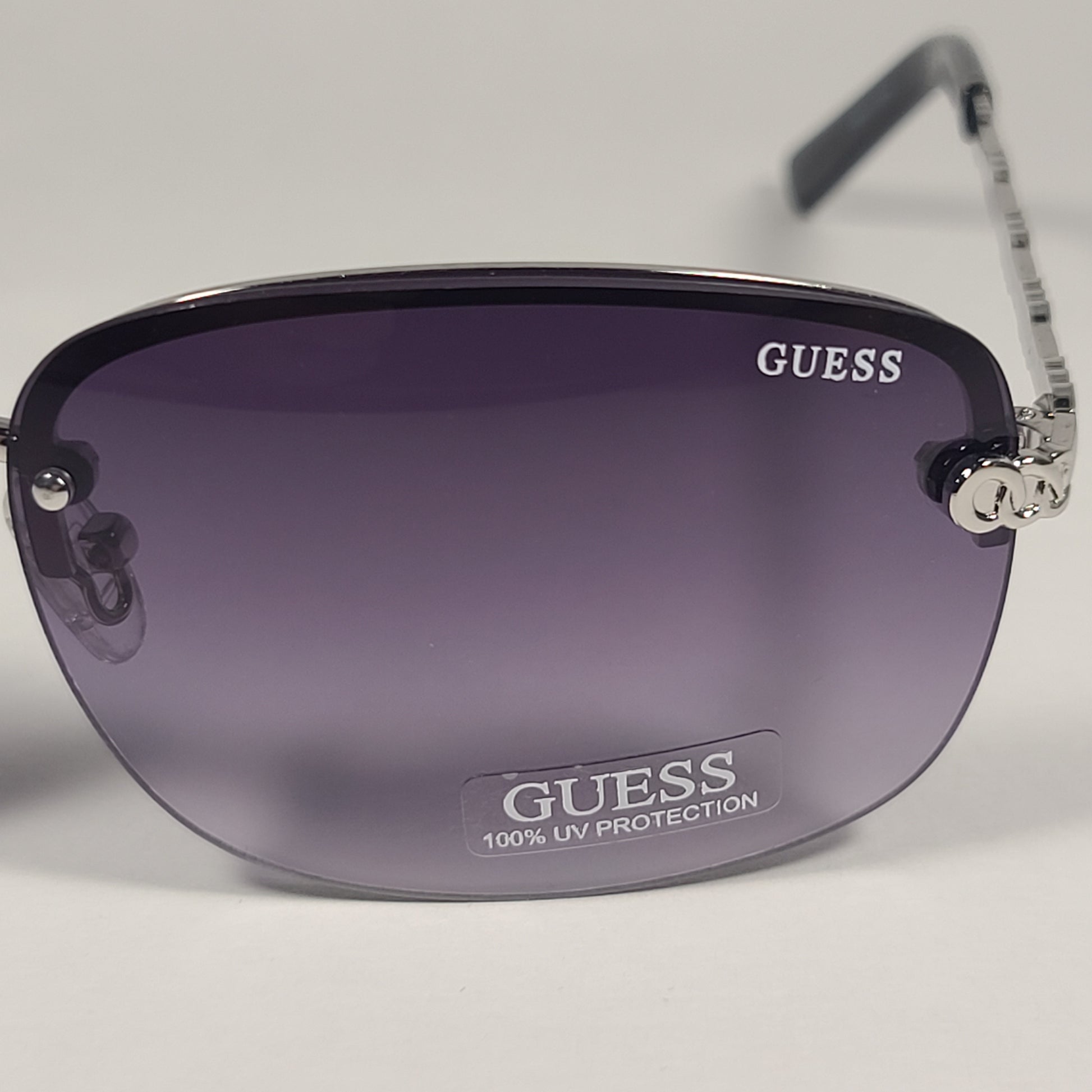 Guess GF0388 10B Rimless Sunglasses Silver Tone Frame Metal Smoke Gradient Lens - Sunglasses