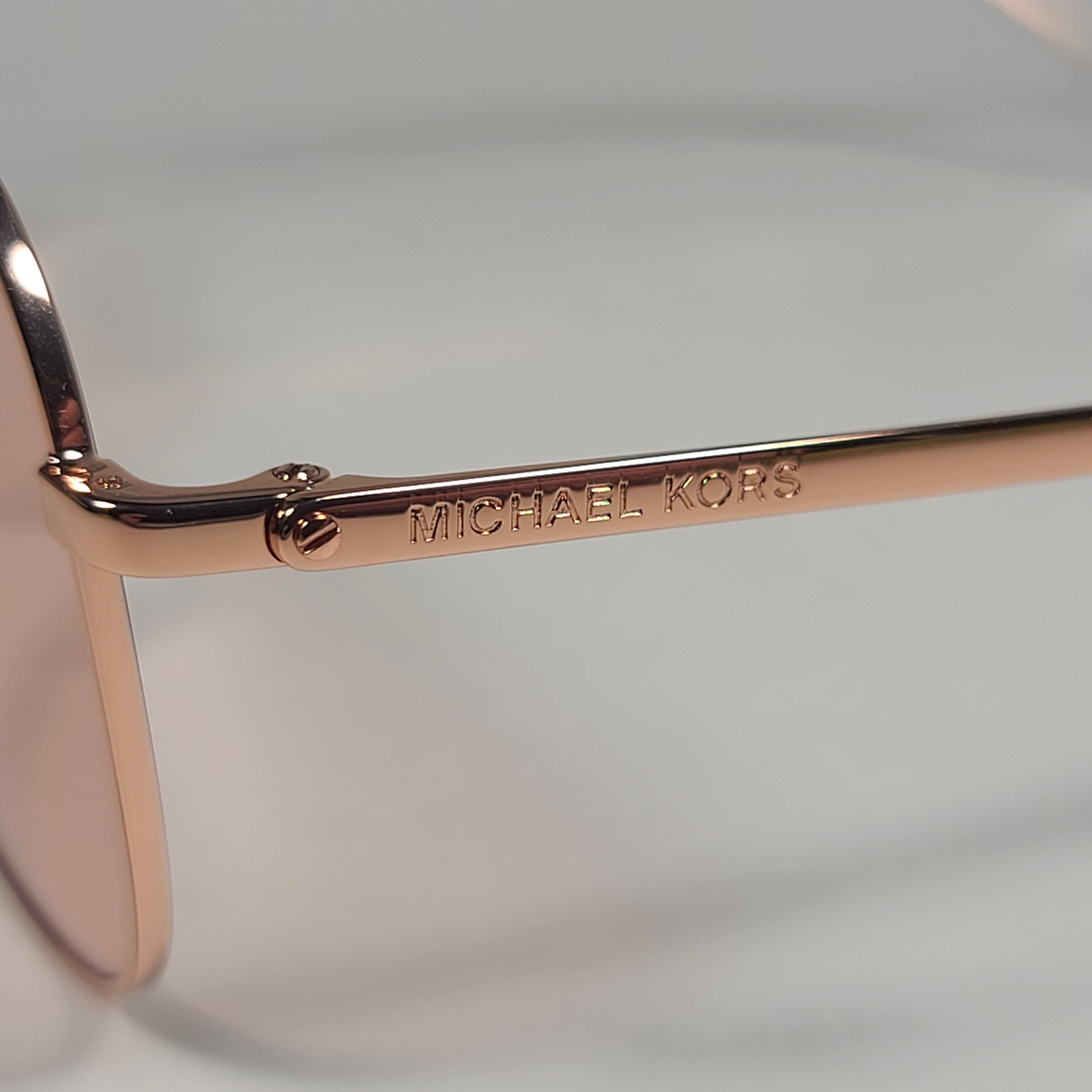 Michael Kors San Diego Aviator Sunglasses Rose Gold Frame Pink Lens MK TheSunglassFashion