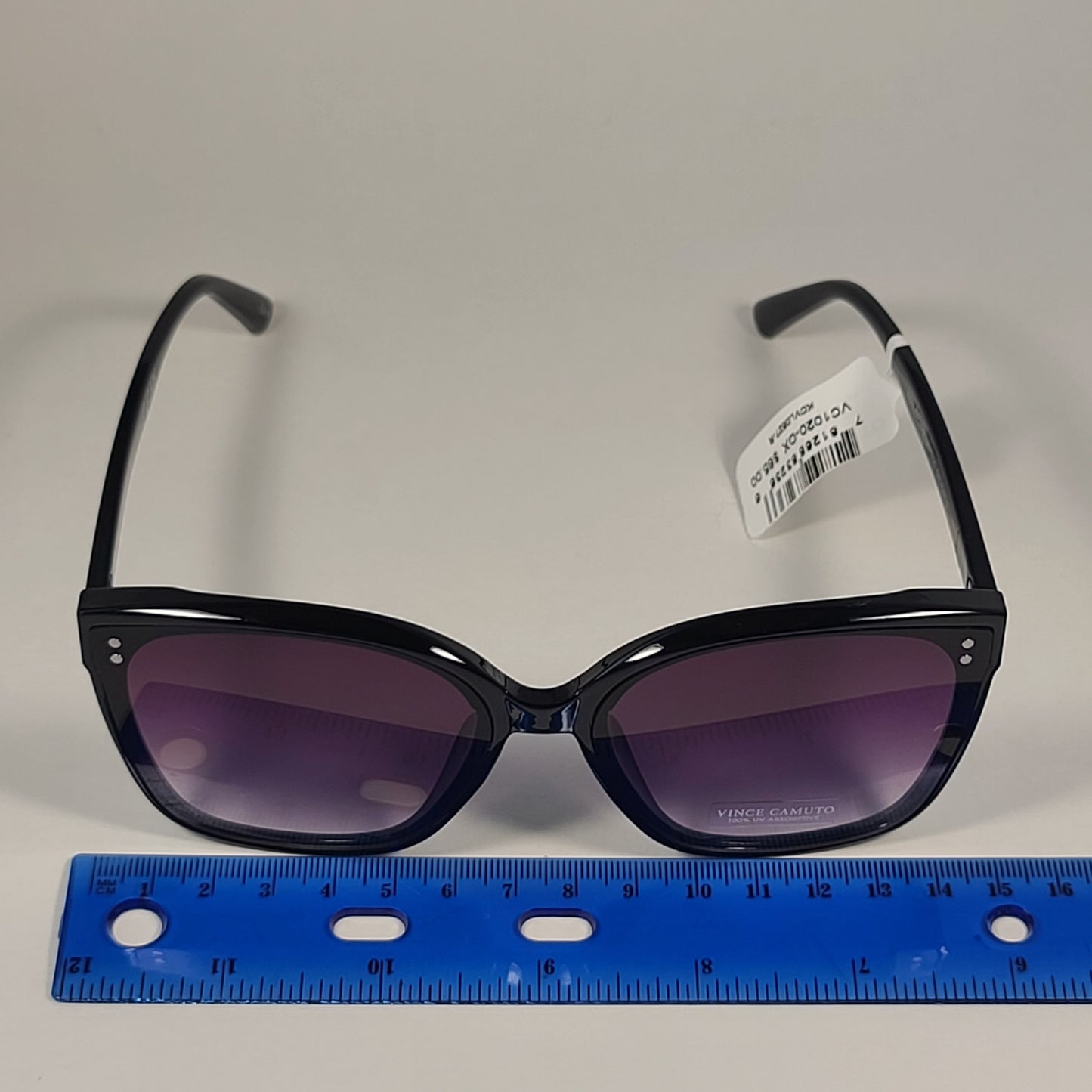 Vince Camuto VC1020 OX Oversize Cat Eye Sunglasses Shiny Black Smoke Gradient Lens - Sunglasses