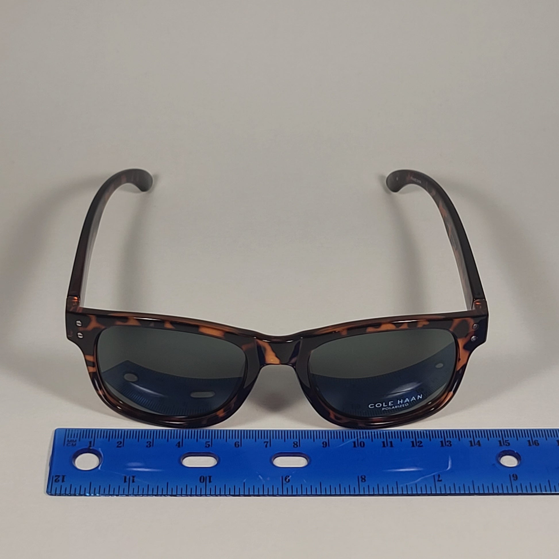 Cole Haan CH8000 215 TORTOISE Polarized Square Sunglasses Brown Tortoise Frame Green Lens - Sunglasses