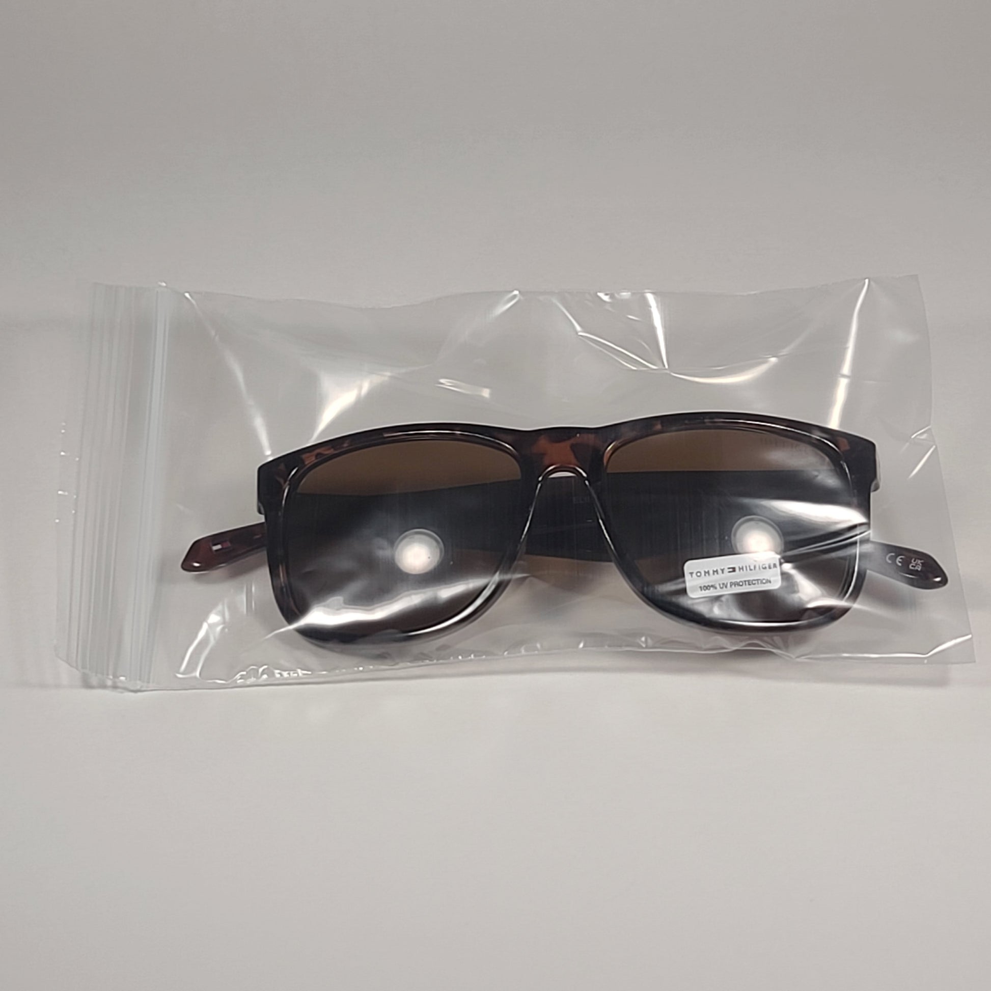 Tommy Hilfiger Elimp Rectangle Sunglasses Brown Tortoise Frame Brown Lens ELIMP OM563 - Sunglasses